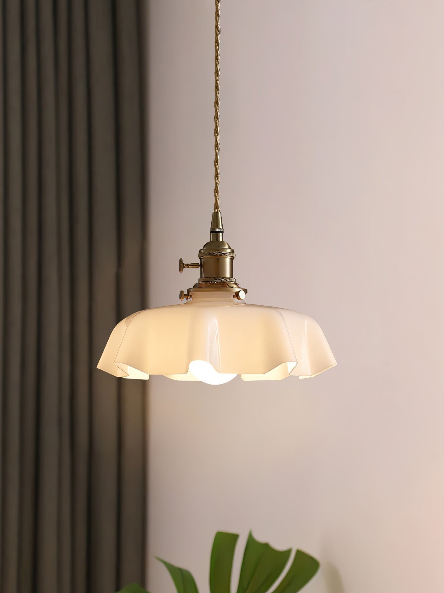 French Pleated Ceramic Pendant