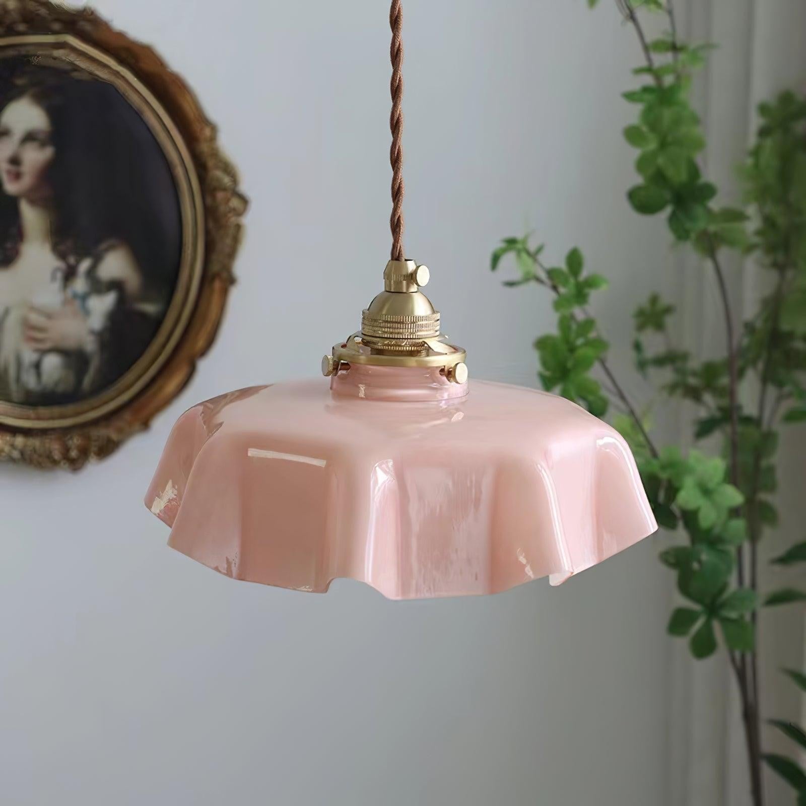 French Pleated Ceramic Pendant