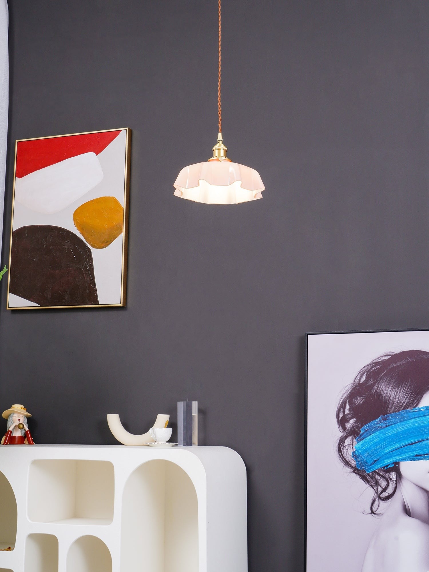 French Pleated Ceramic Pendant