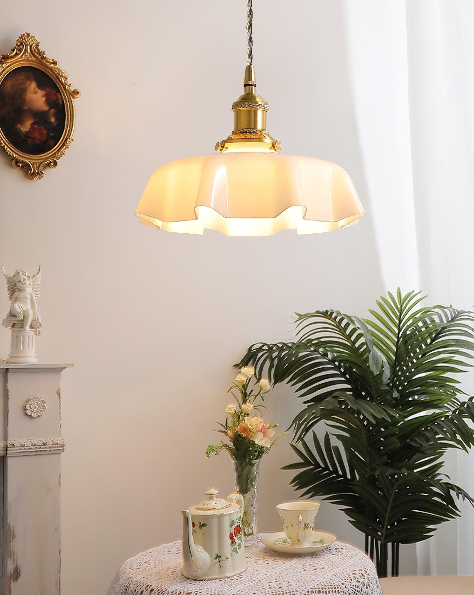 French Pleated Ceramic Pendant