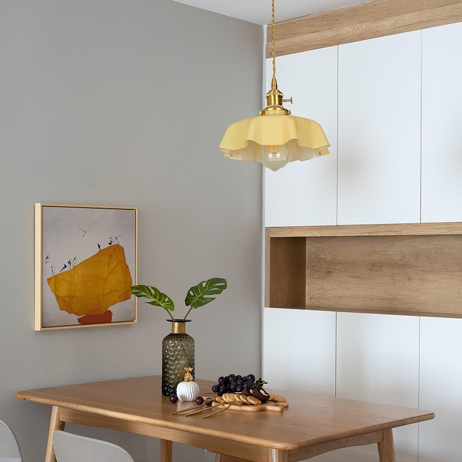 French Pleated Ceramic Pendant