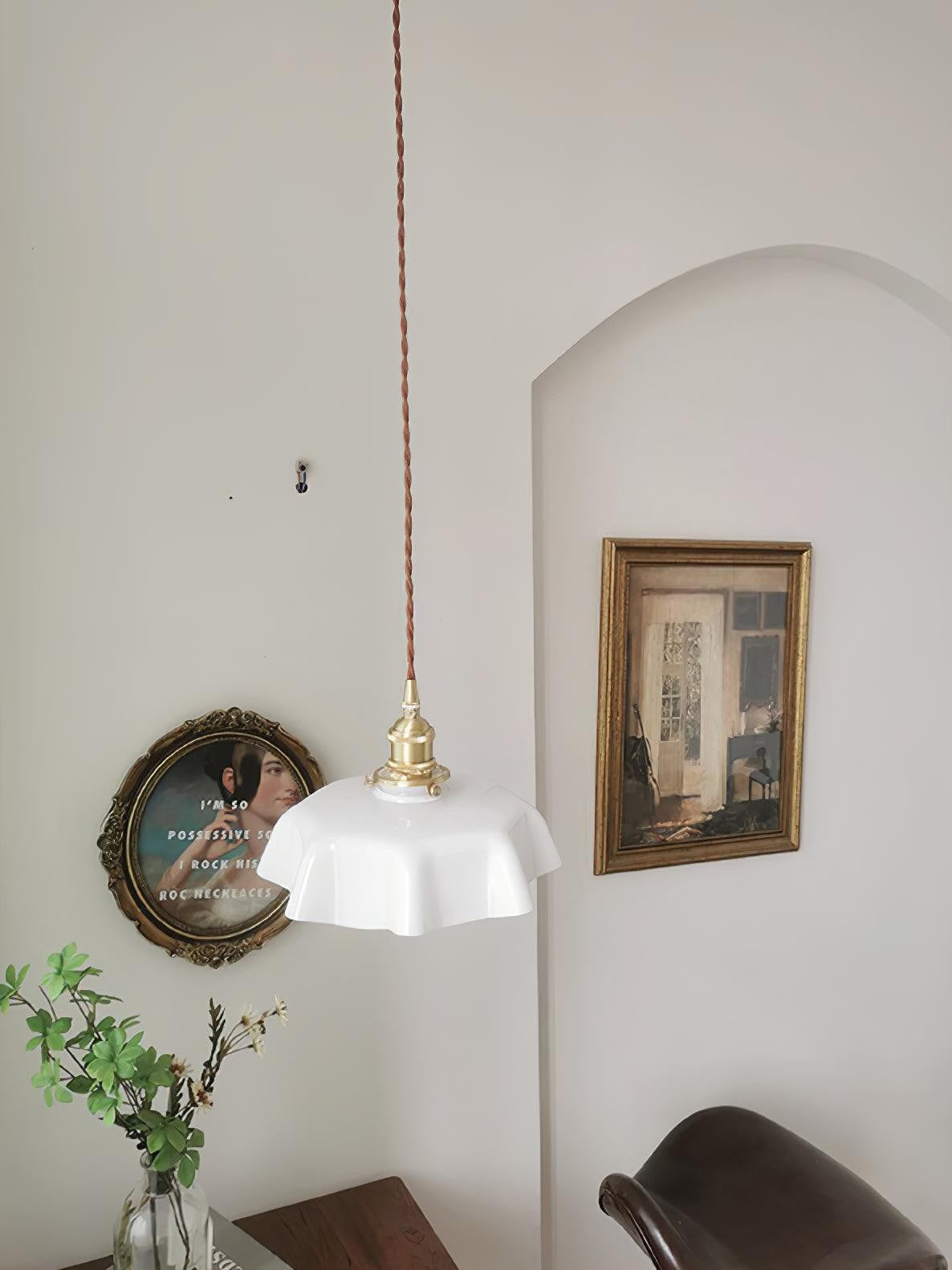 French Pleated Ceramic Pendant
