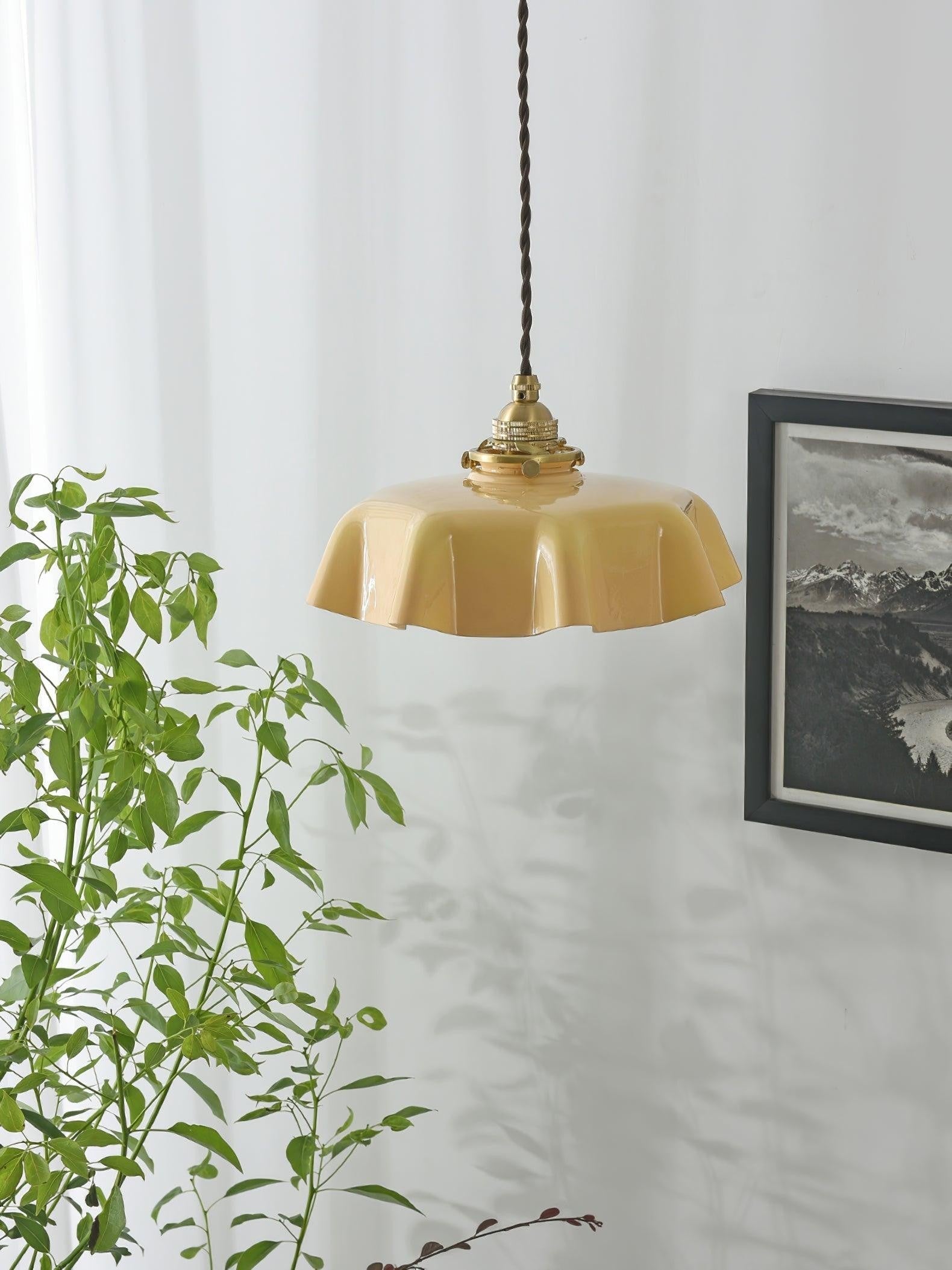 French Pleated Ceramic Pendant