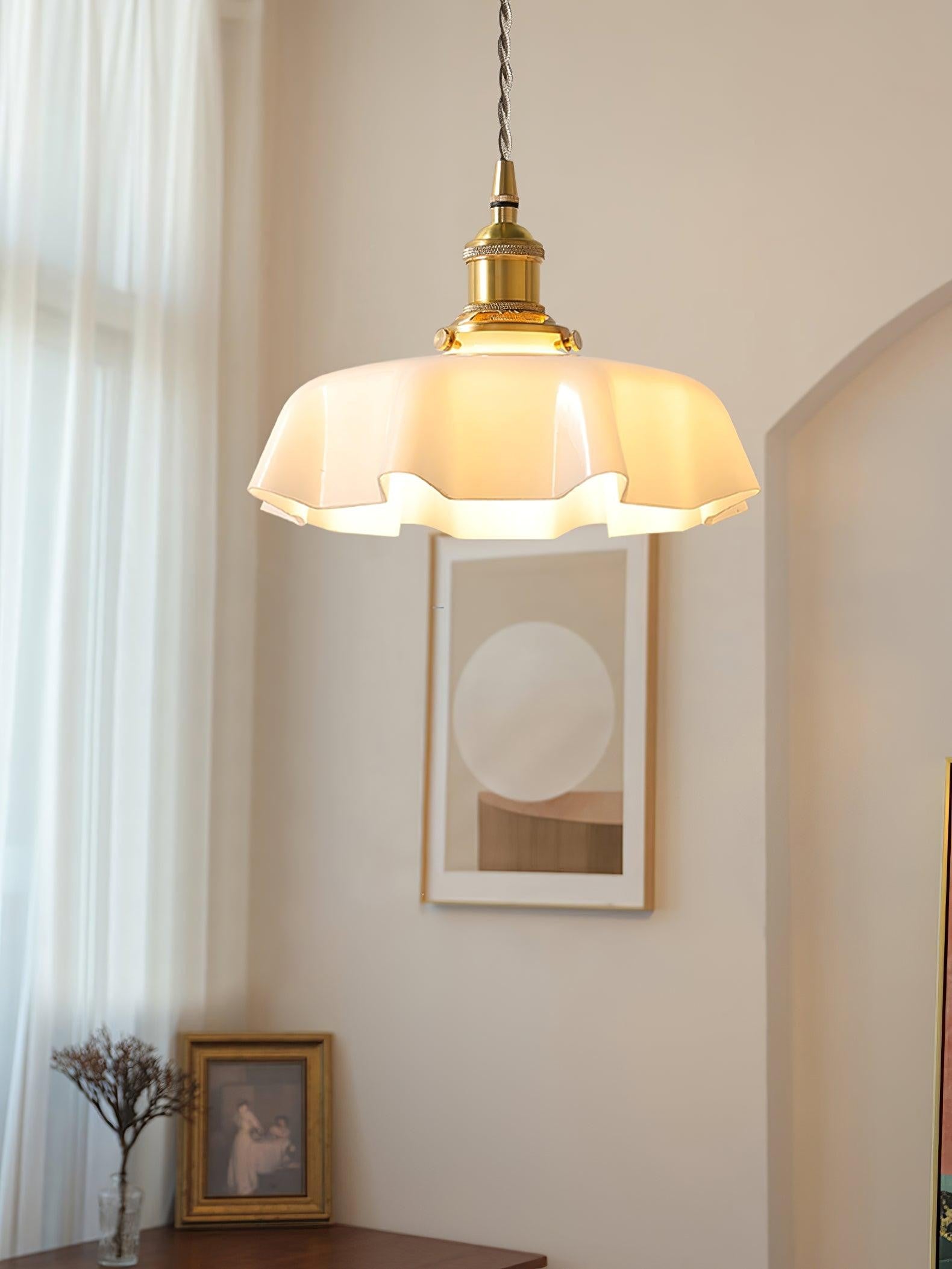 French Pleated Ceramic Pendant