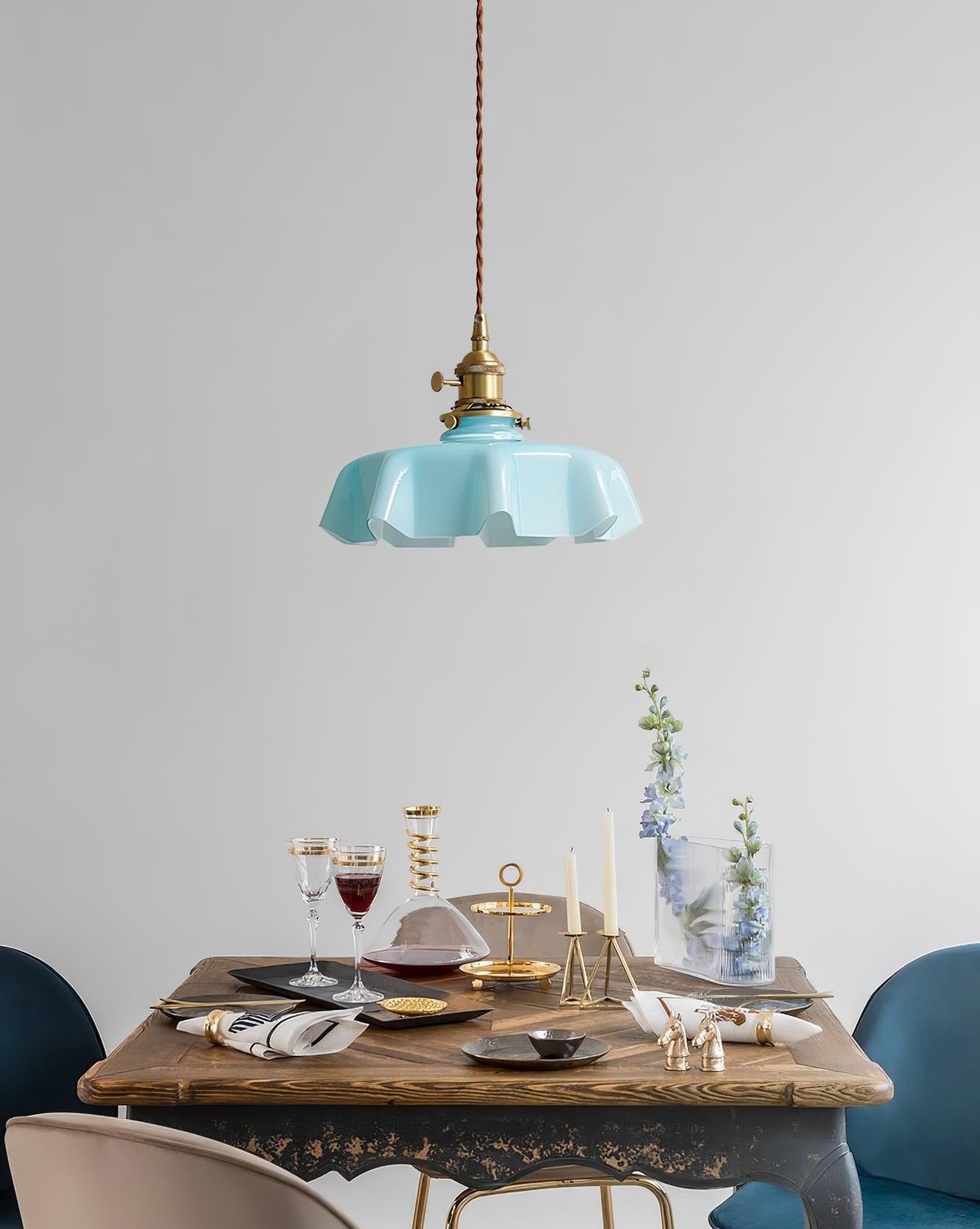 French Pleated Ceramic Pendant