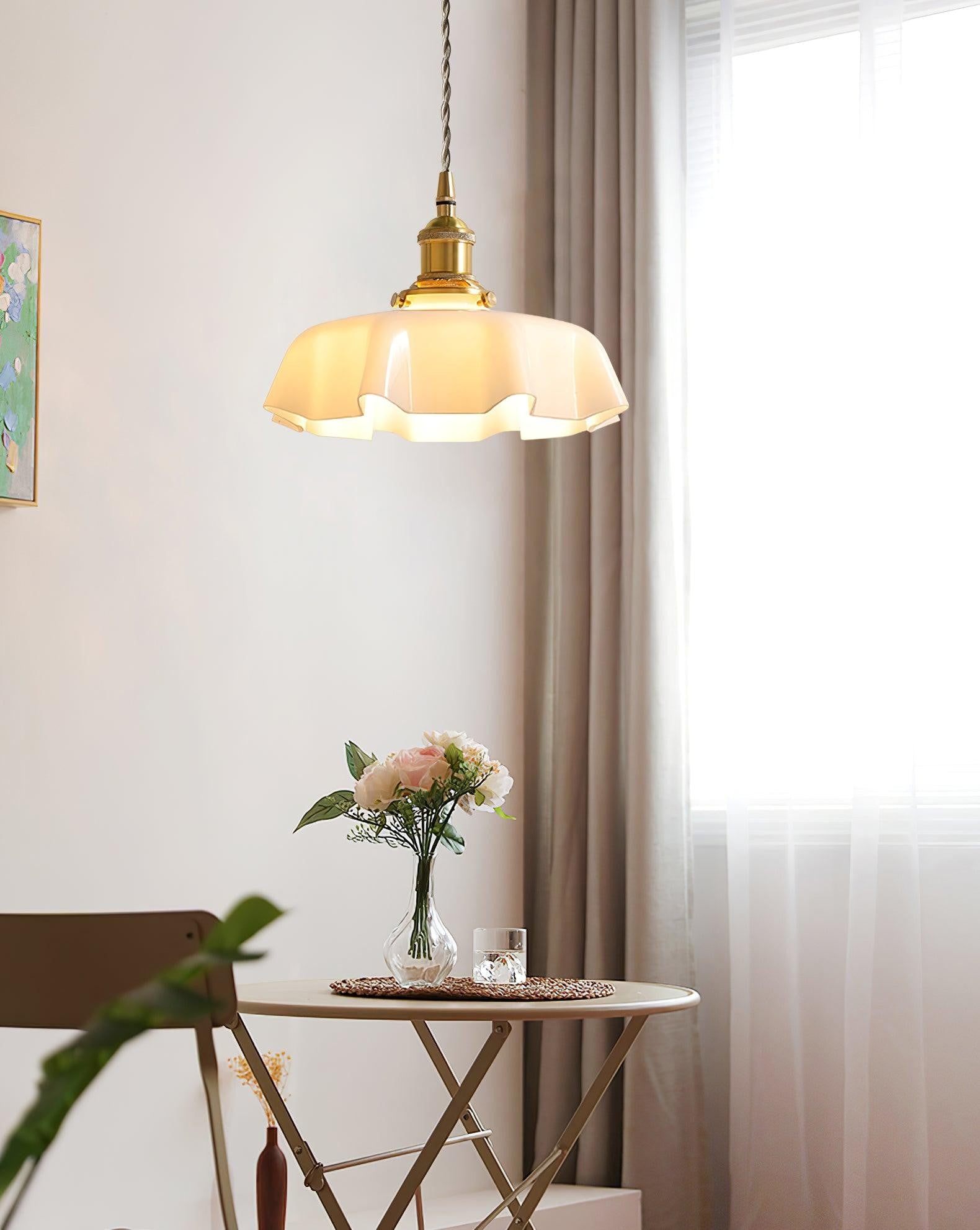 French Pleated Ceramic Pendant