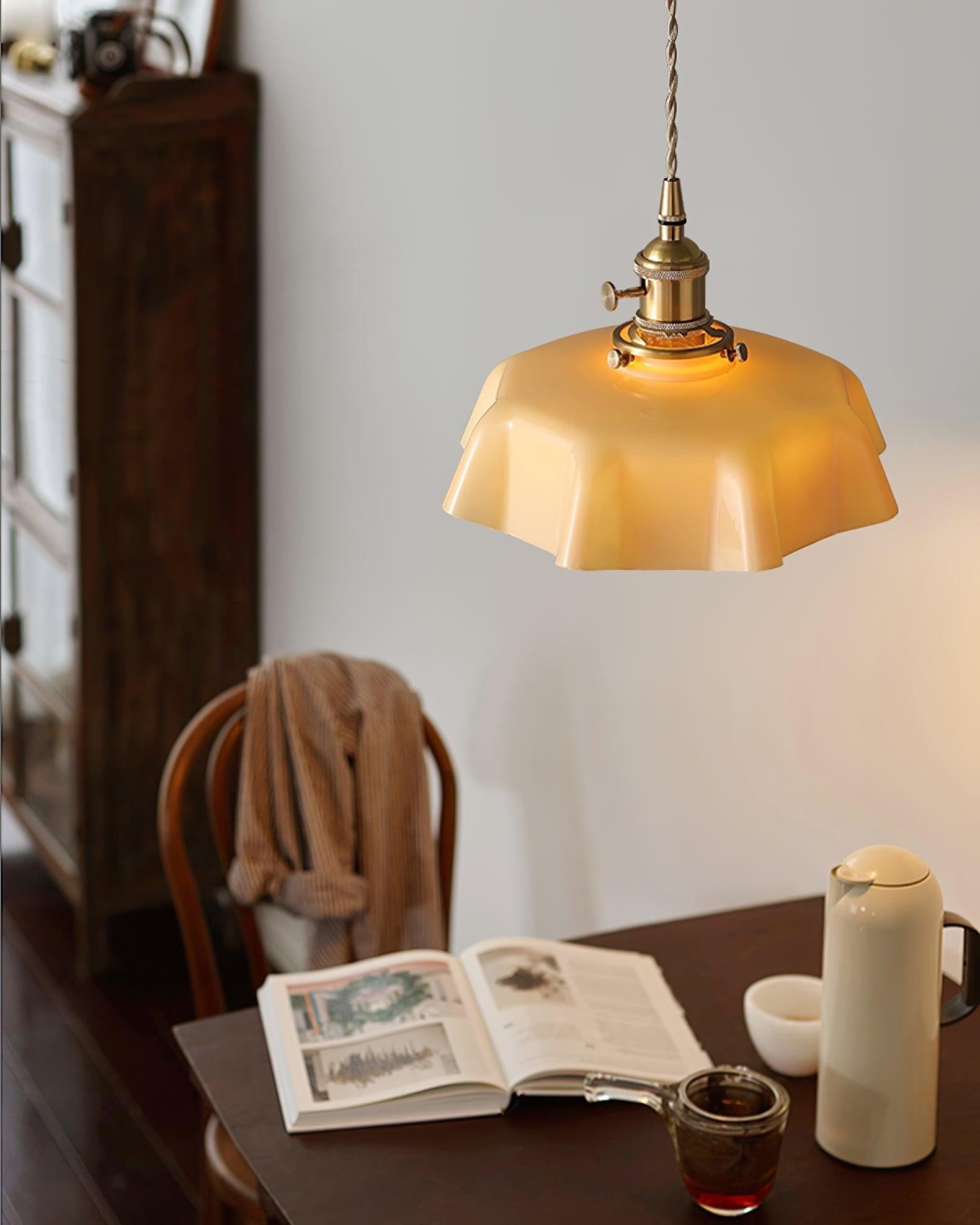 French Pleated Ceramic Pendant