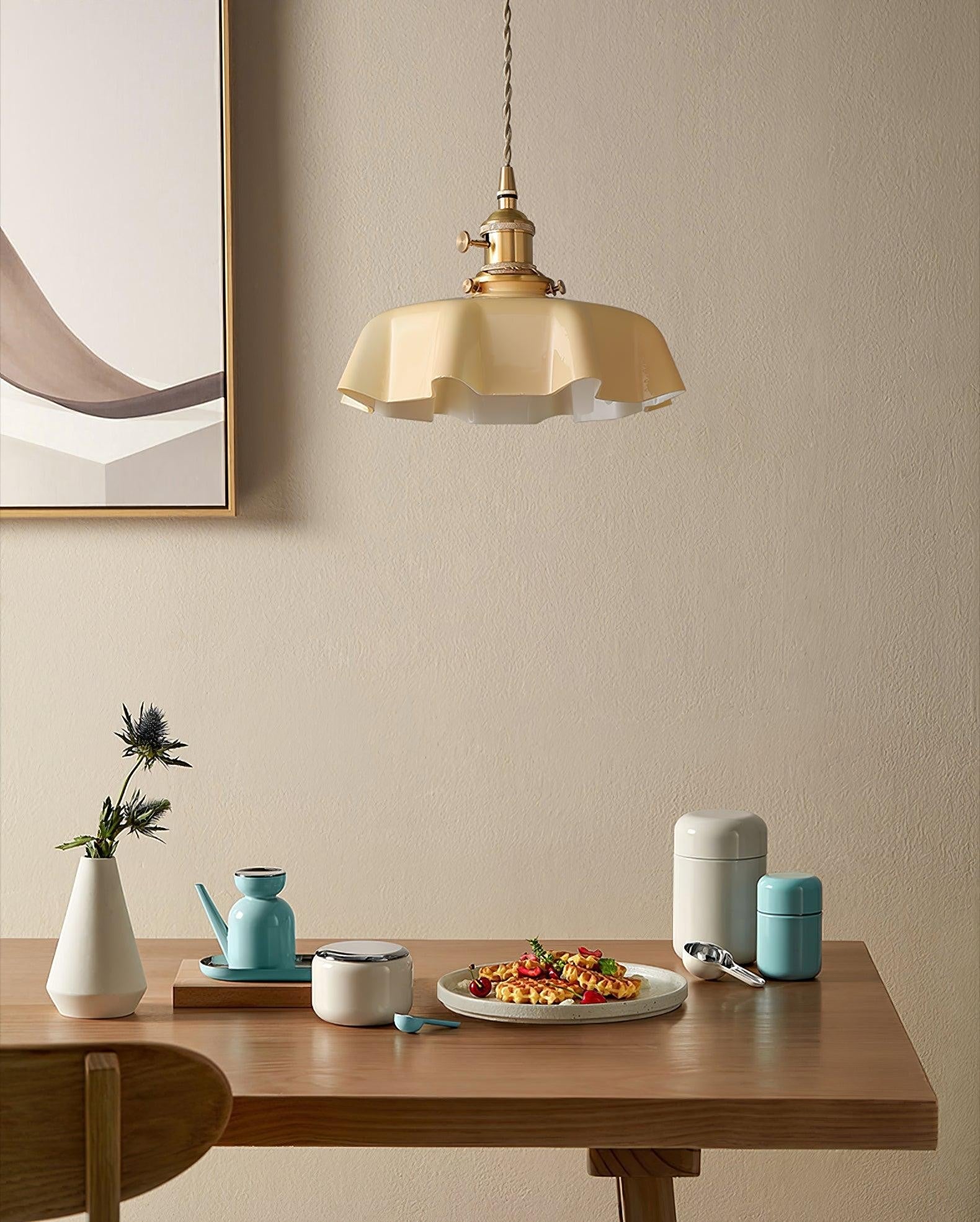 French Pleated Ceramic Pendant