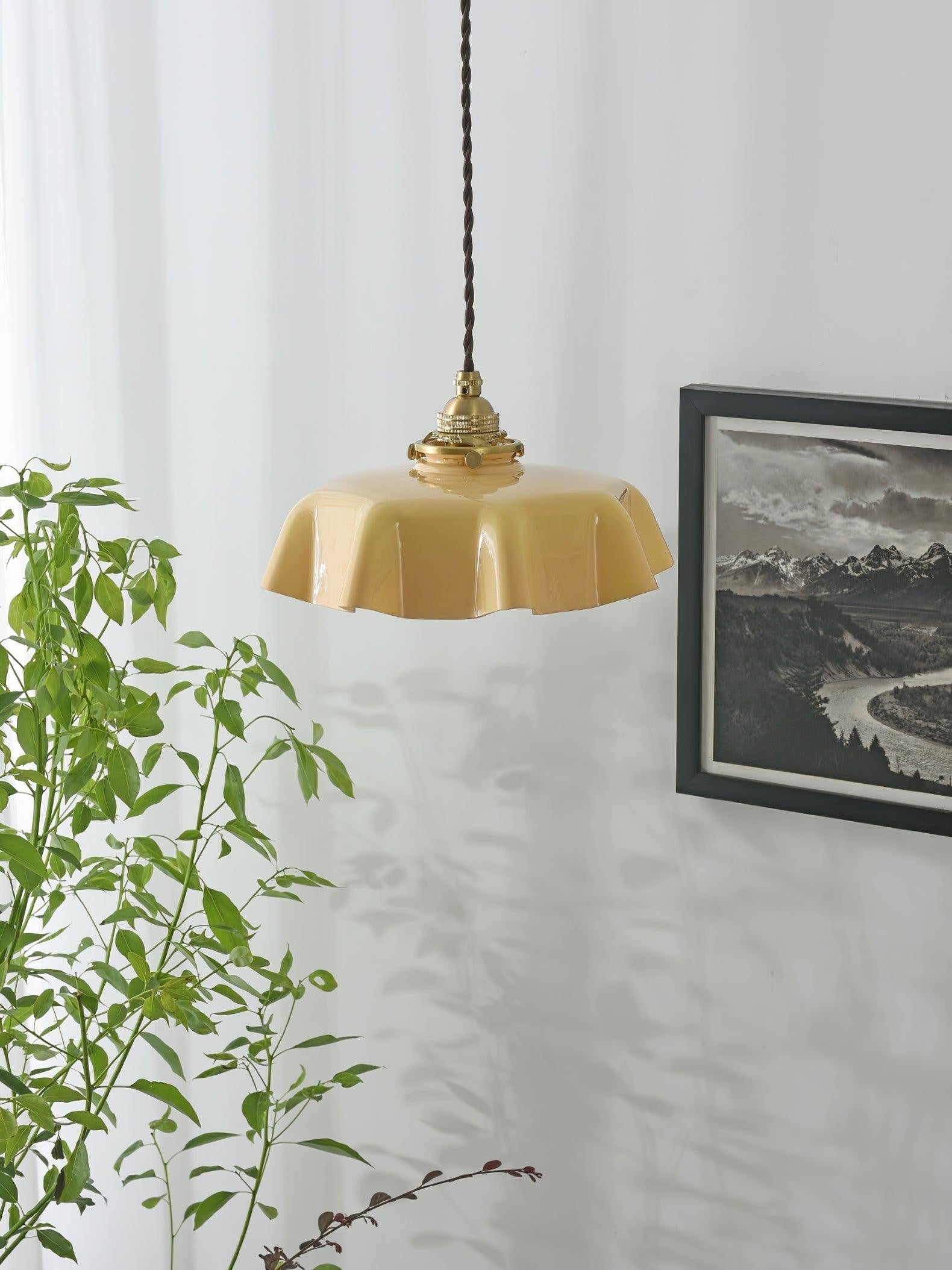 French Pleated Ceramic Pendant