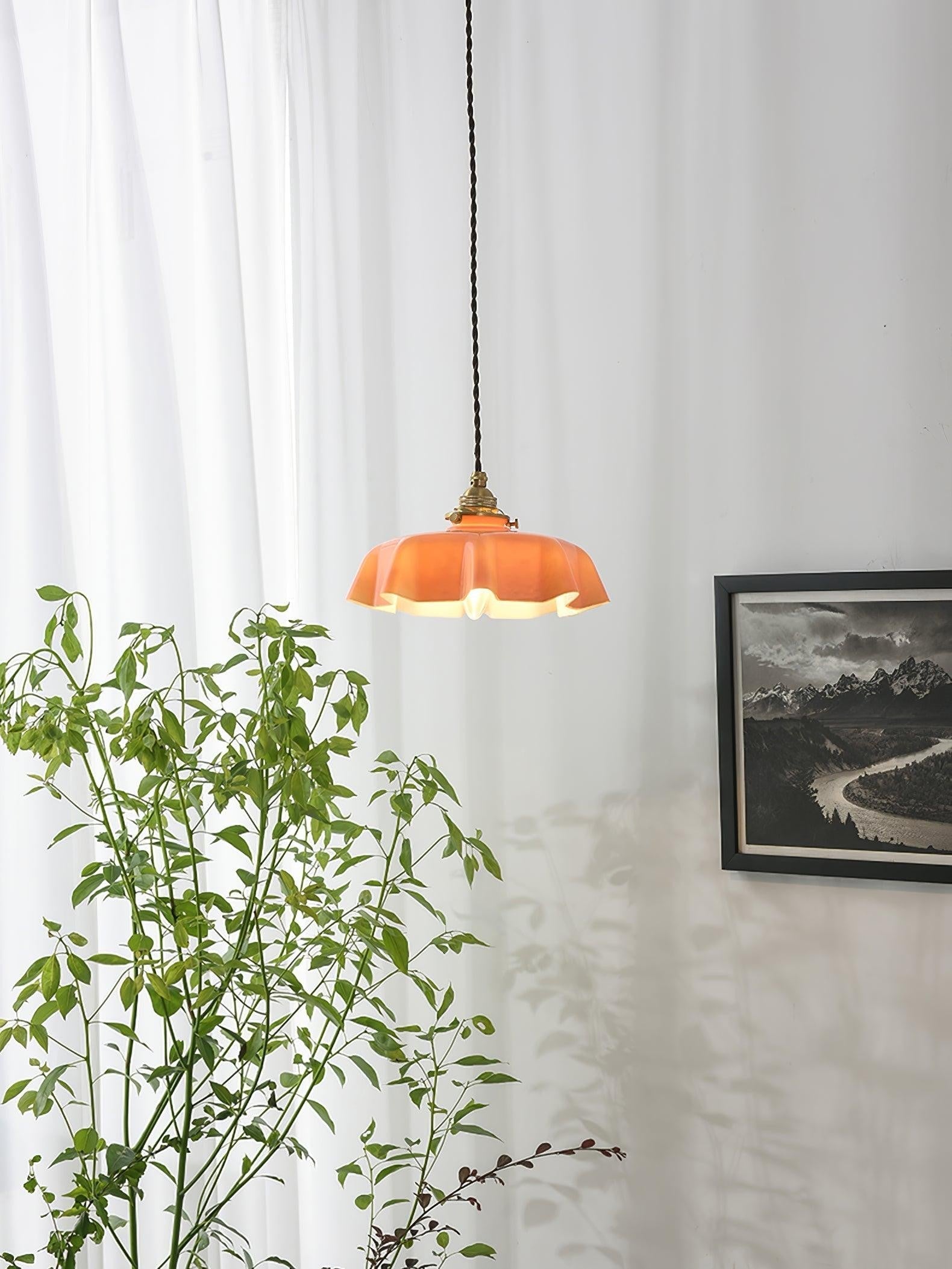 French Pleated Ceramic Pendant