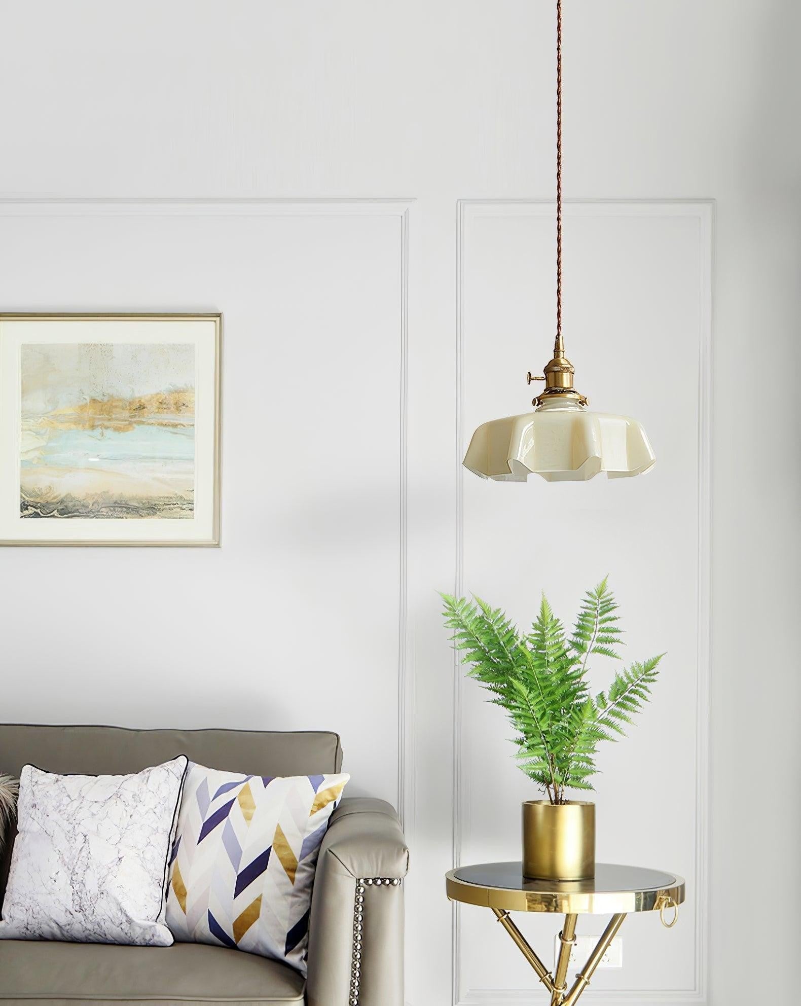 French Pleated Ceramic Pendant