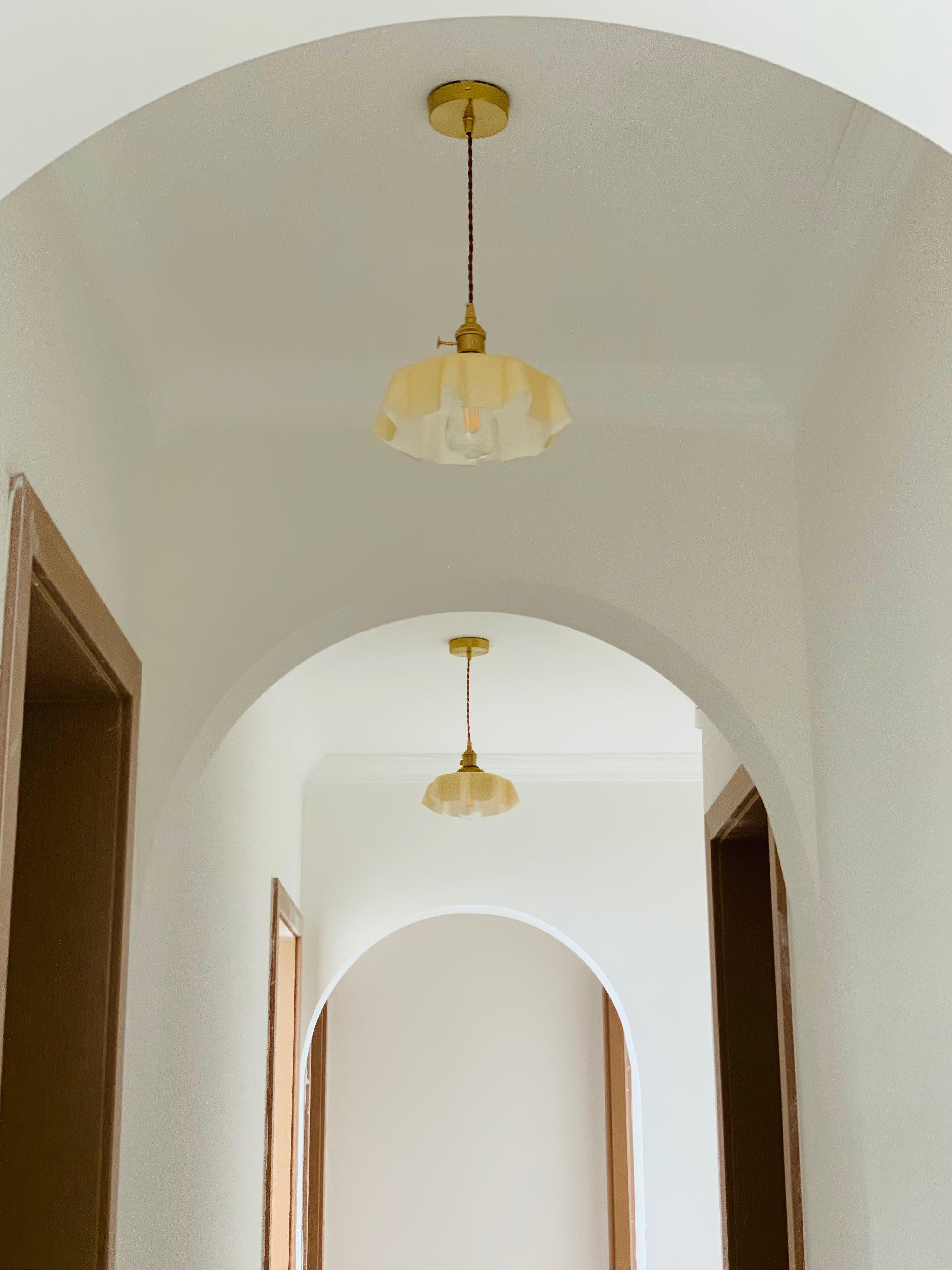 French Pleated Ceramic Pendant