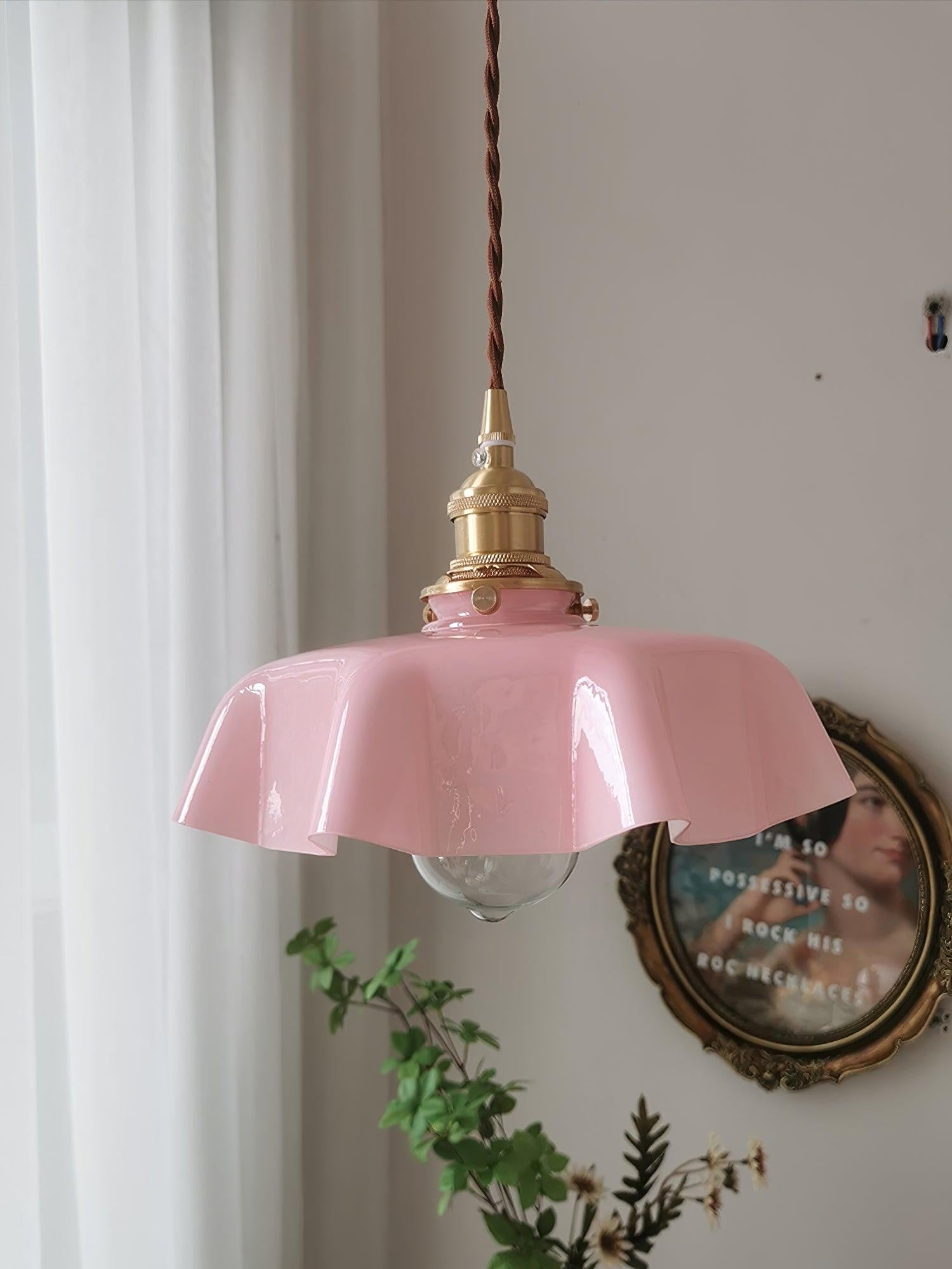French Pleated Ceramic Pendant