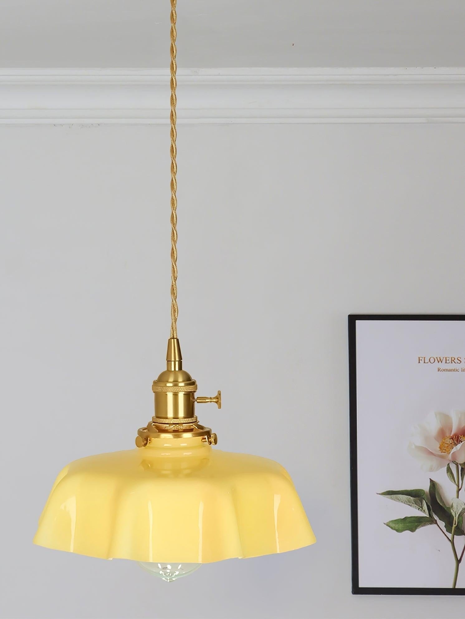 French Pleated Ceramic Pendant