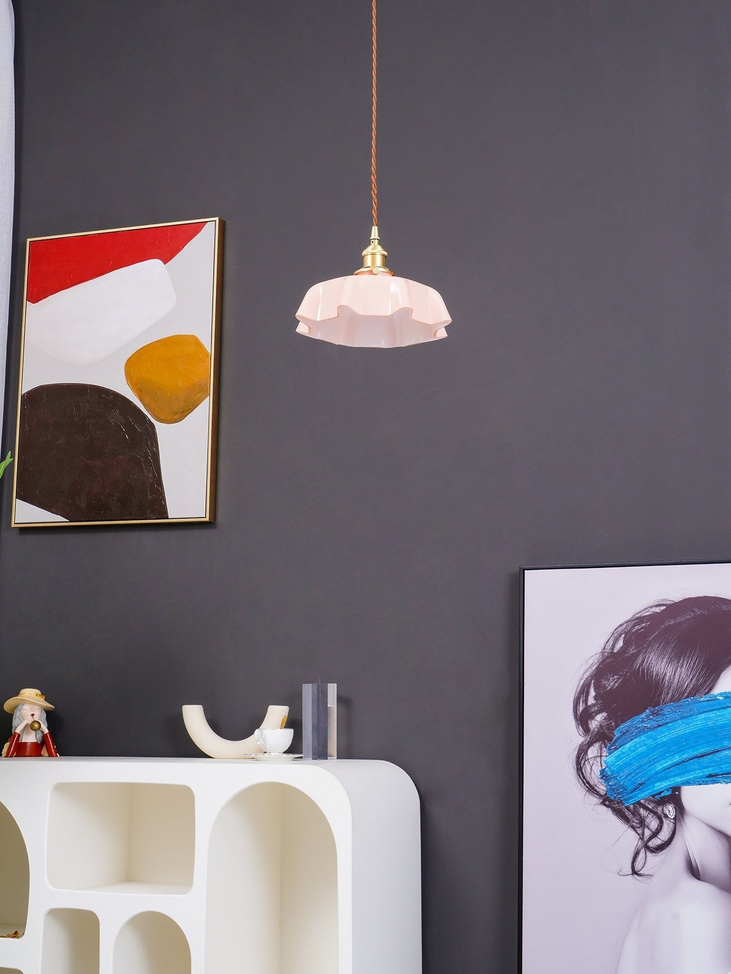 French Pleated Ceramic Pendant