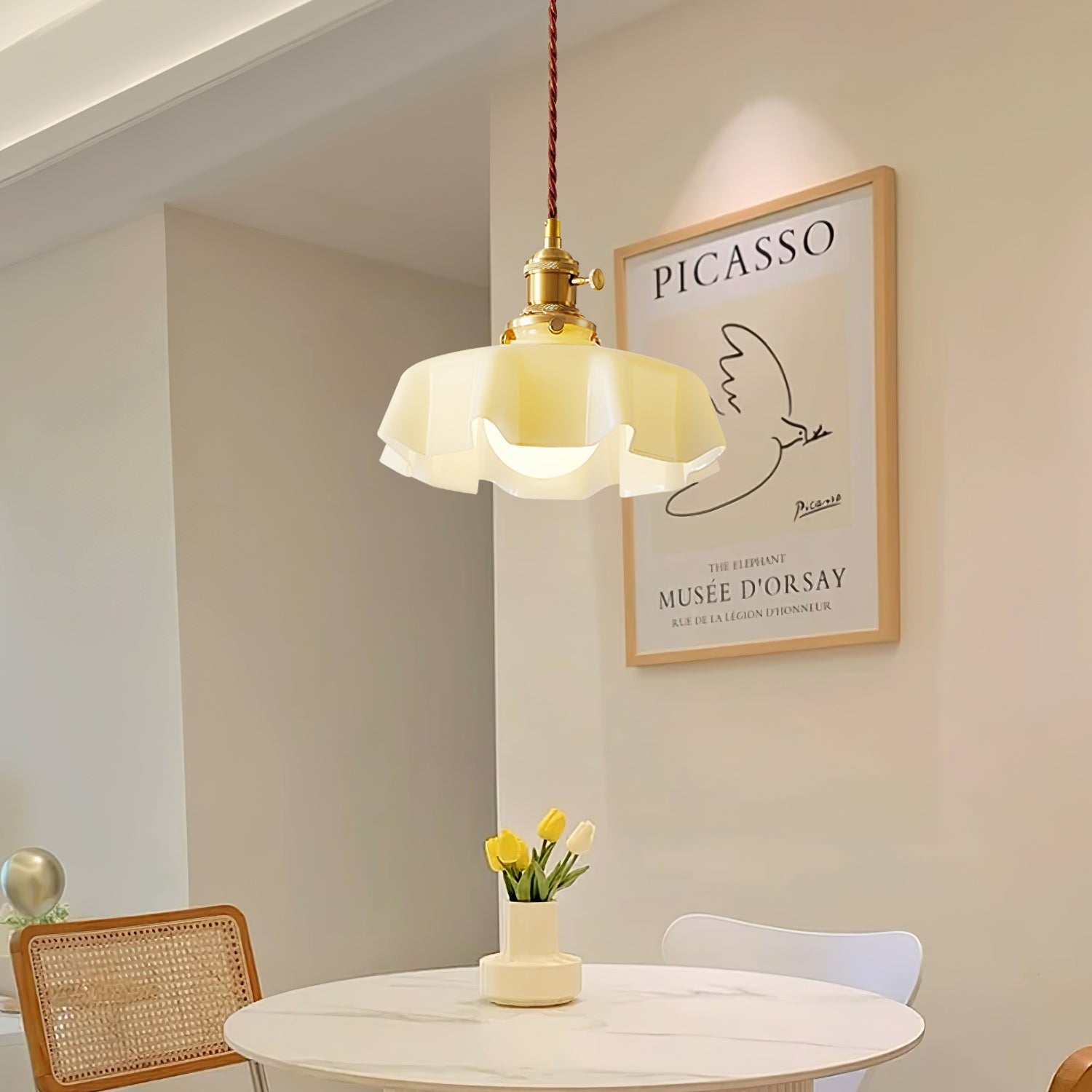 French Pleated Ceramic Pendant