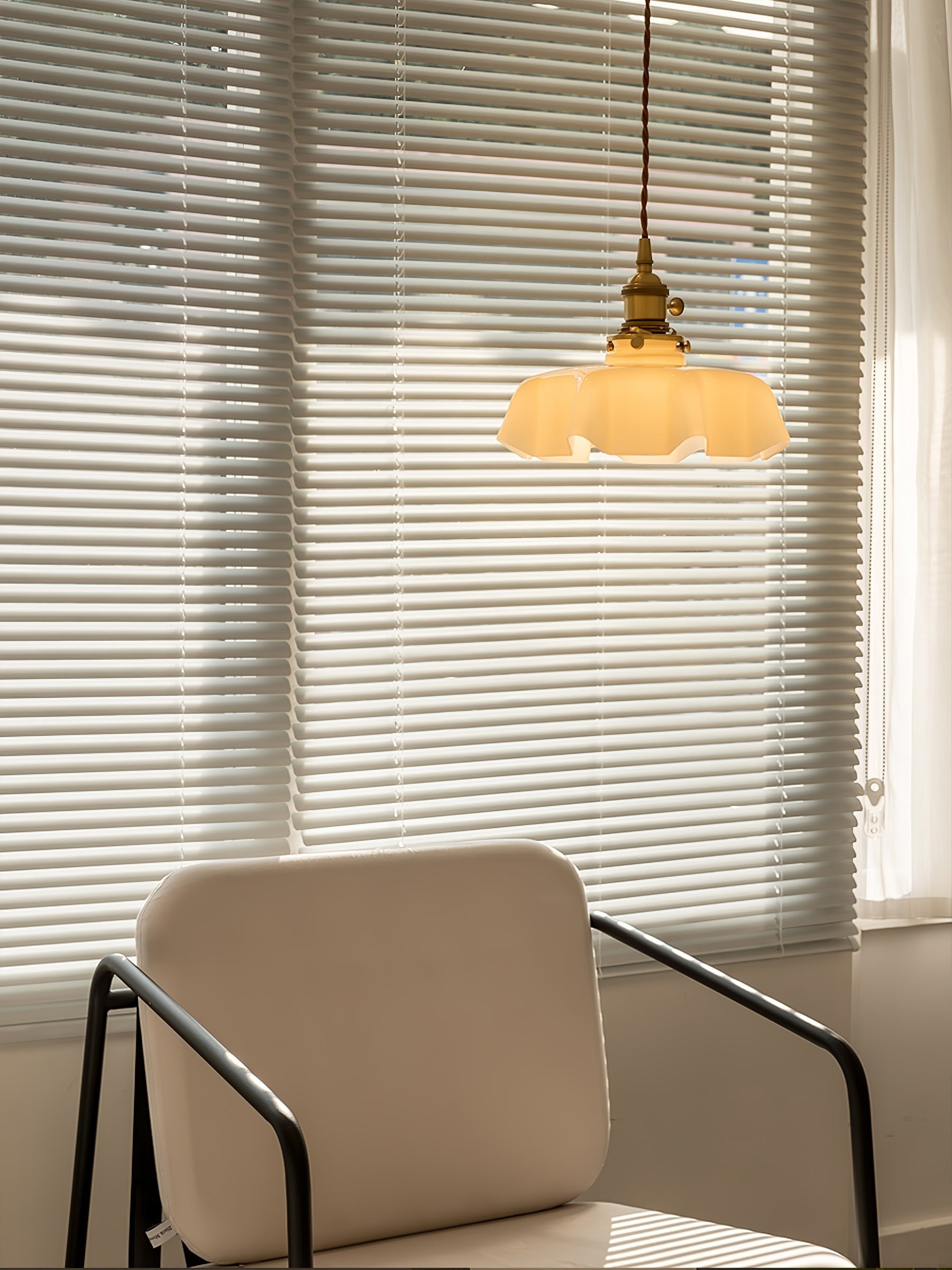 French Pleated Ceramic Pendant