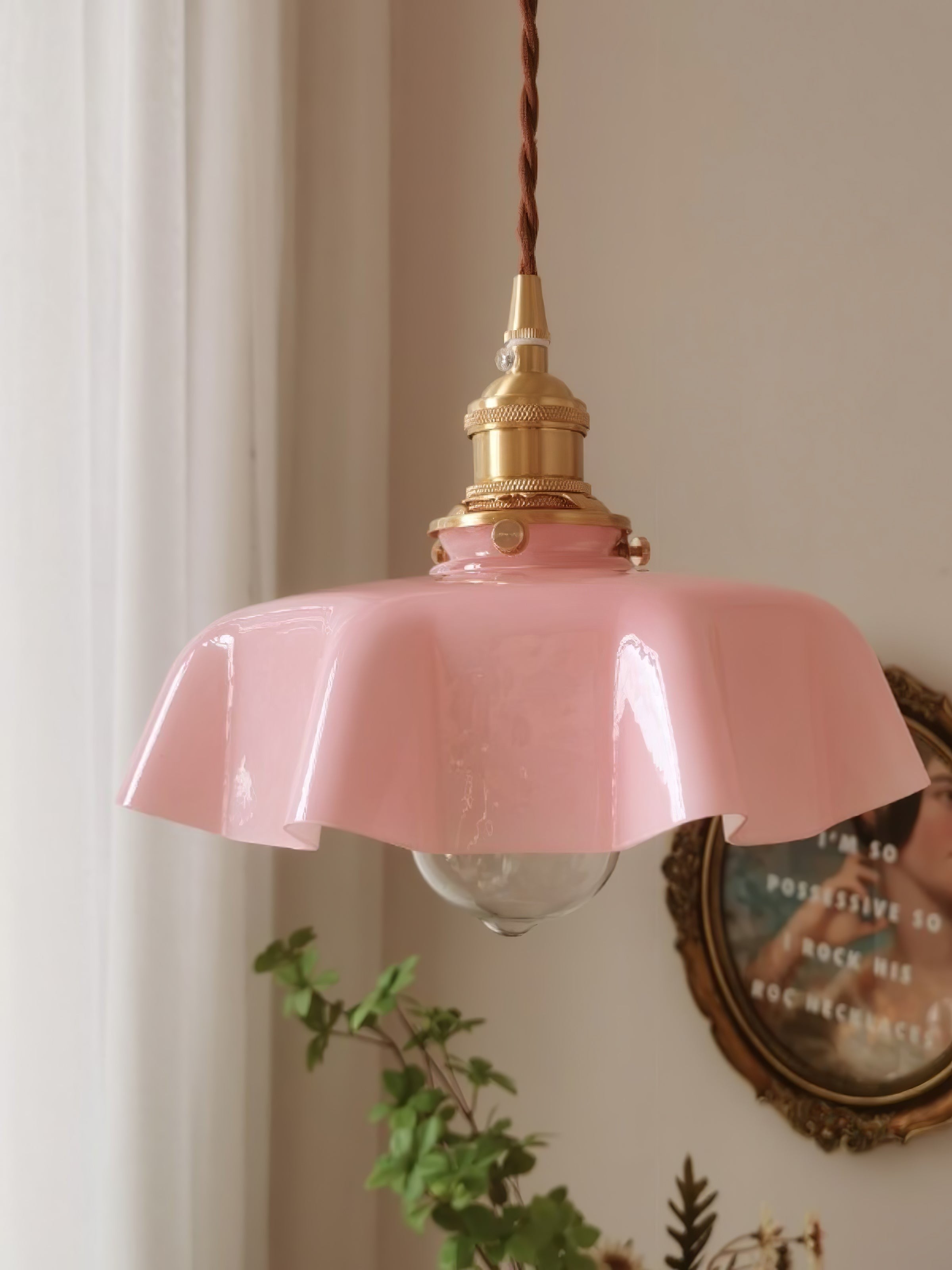 French Pleated Ceramic Pendant
