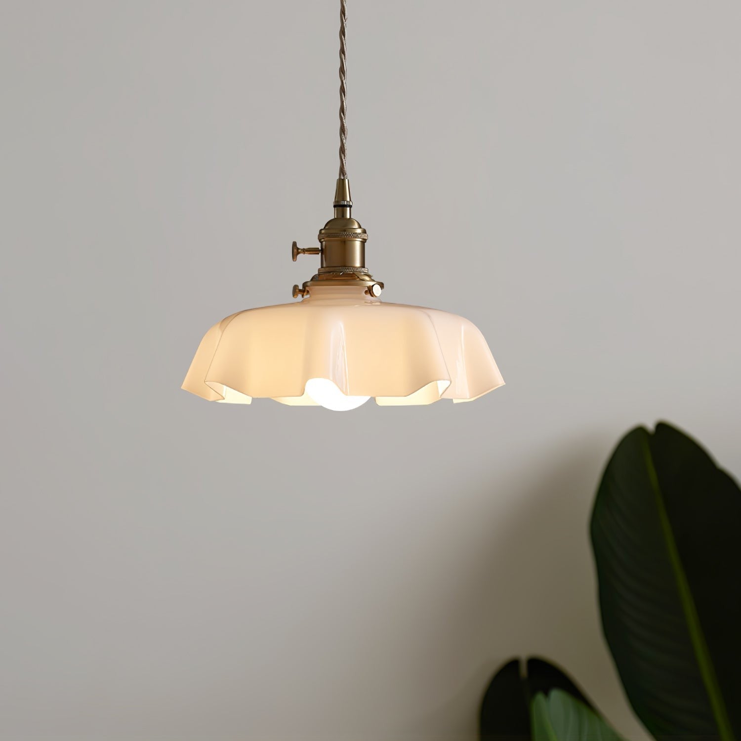 French Pleated Ceramic Pendant