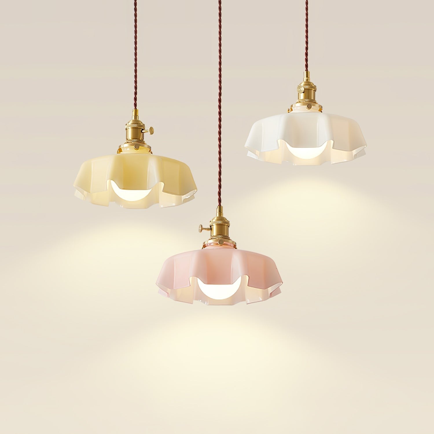 French Pleated Ceramic Pendant