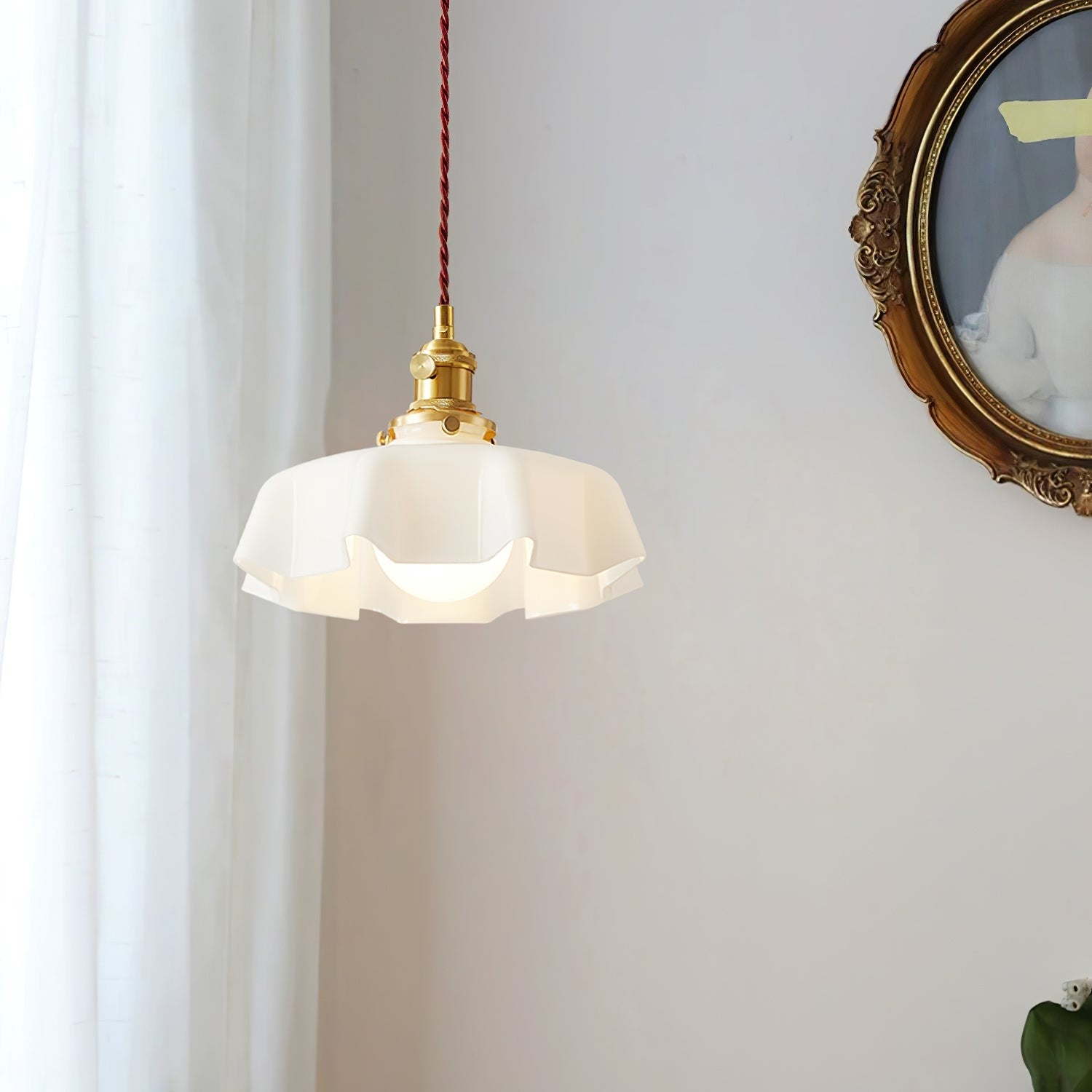 French Pleated Ceramic Pendant