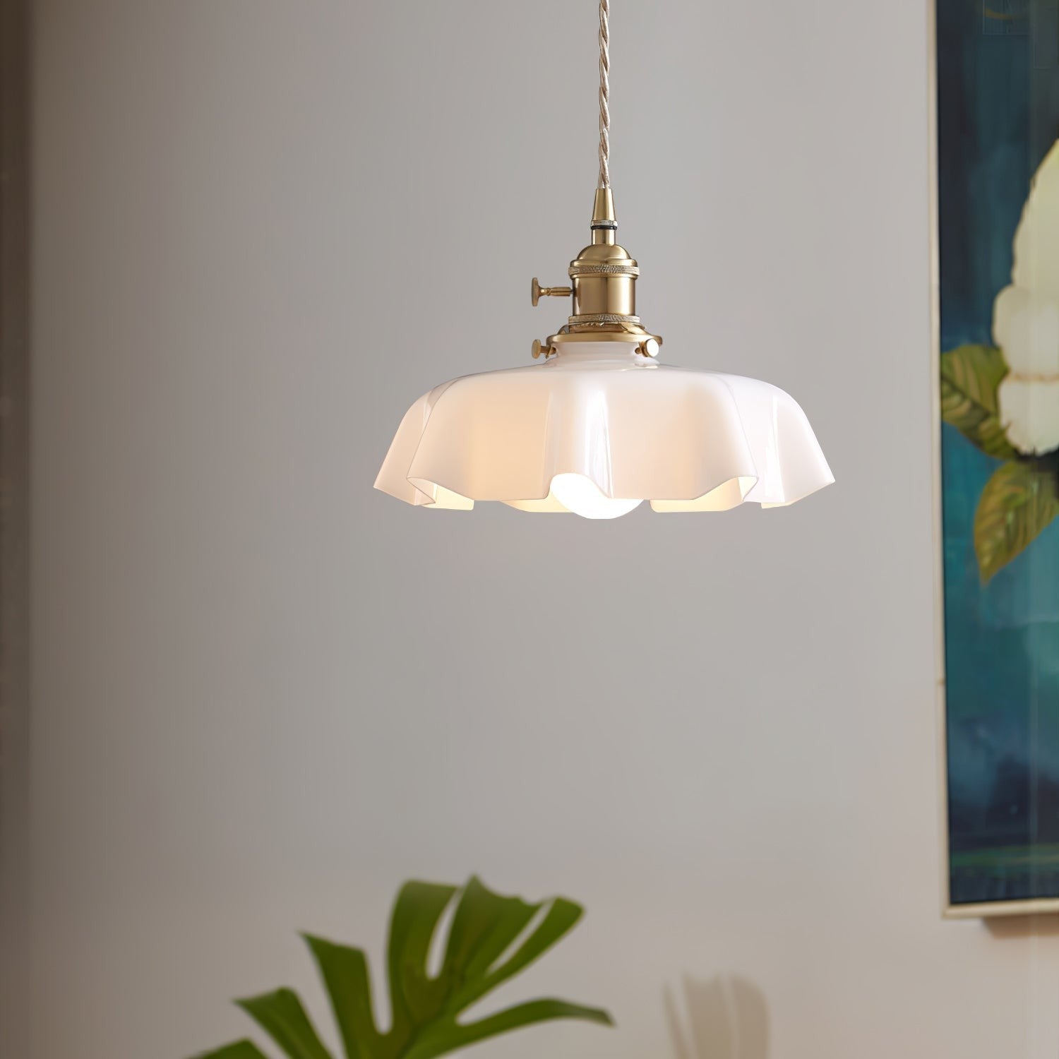 French Pleated Ceramic Pendant