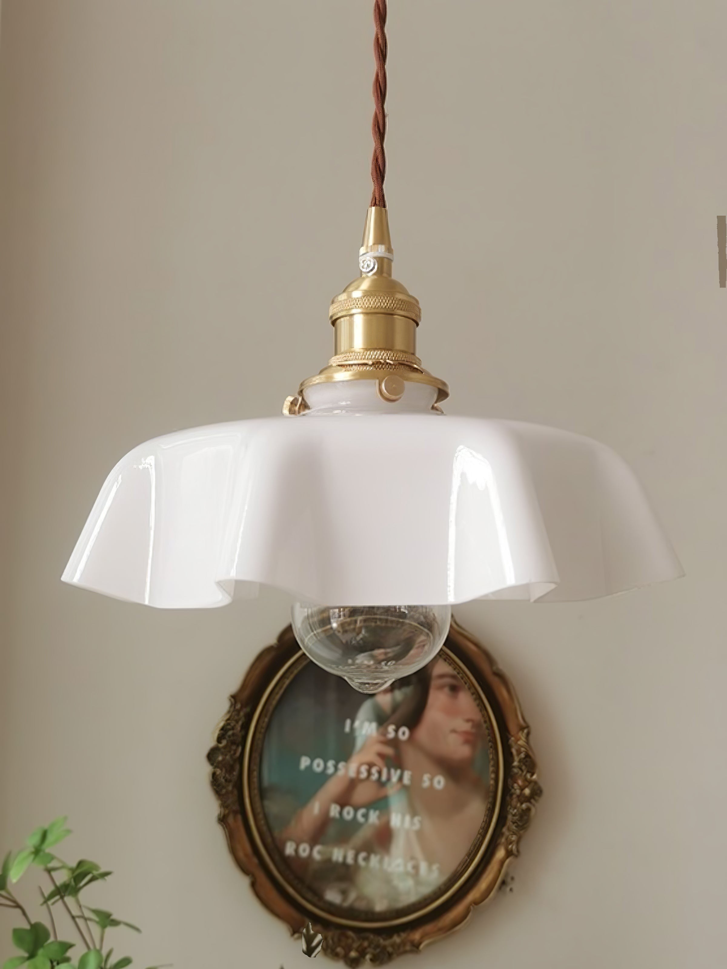 French Pleated Ceramic Pendant