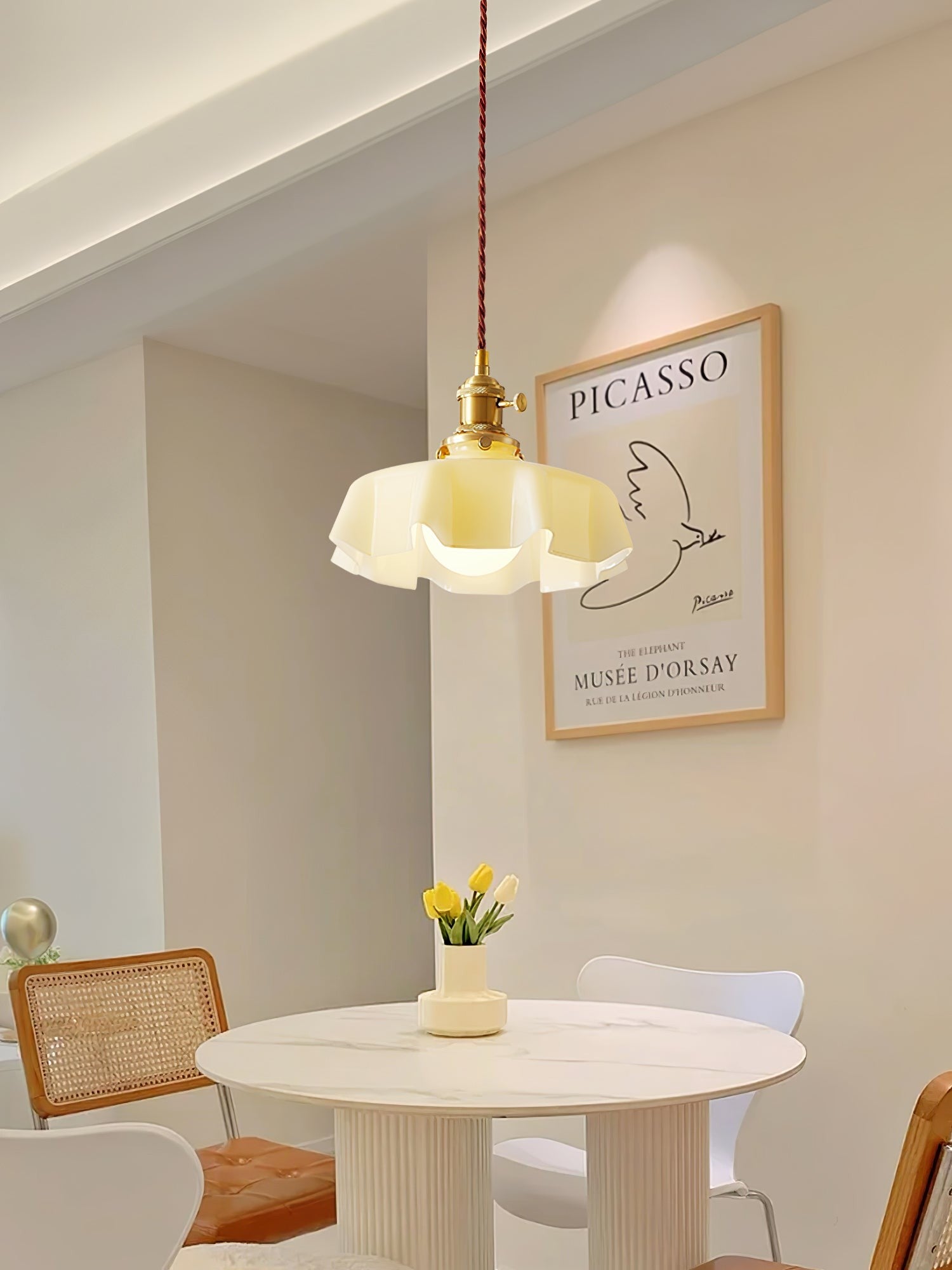 French Pleated Ceramic Pendant