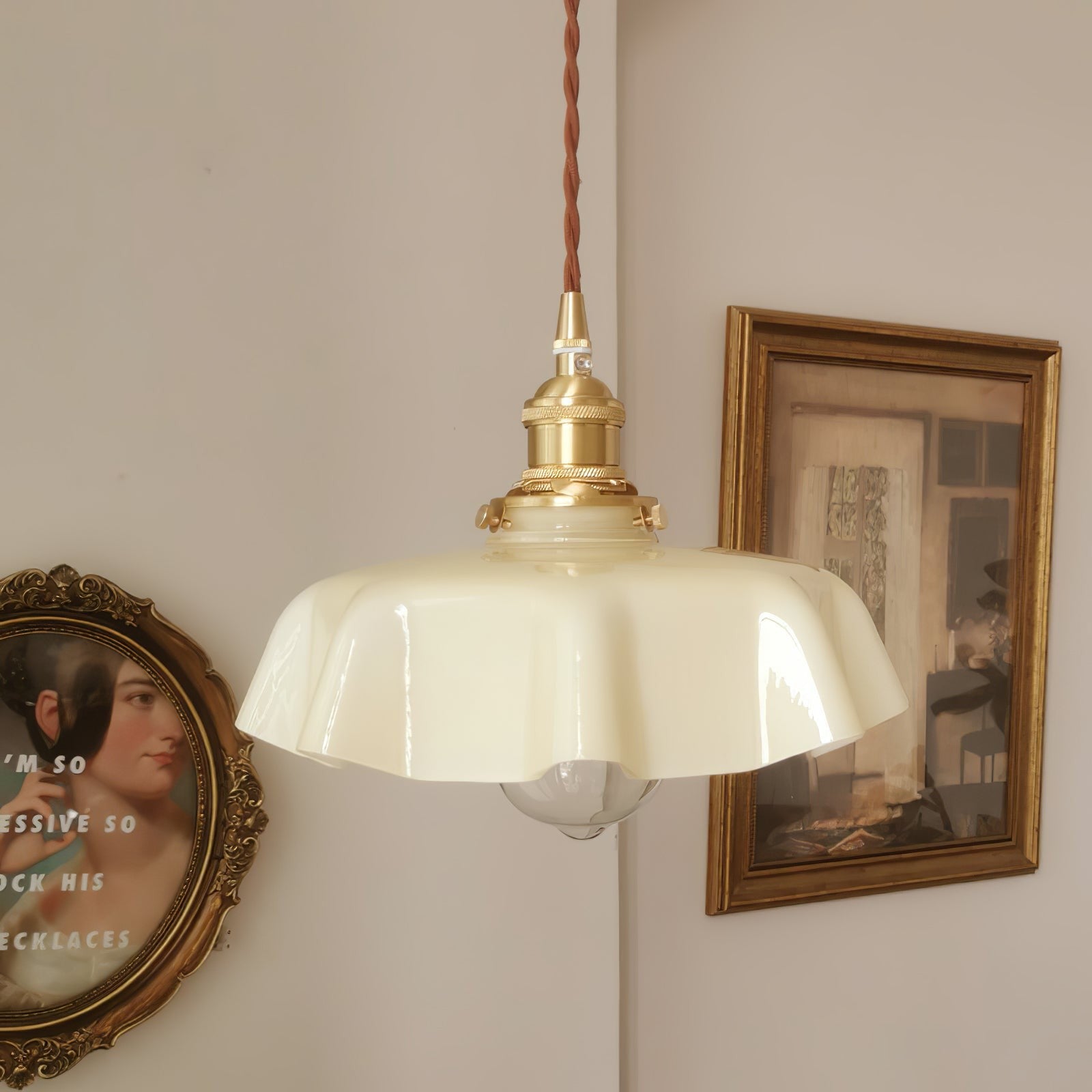 French Pleated Ceramic Pendant