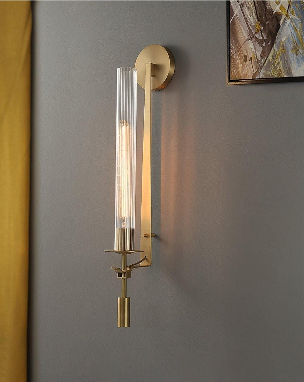 French Ribbed Glass Wall Light