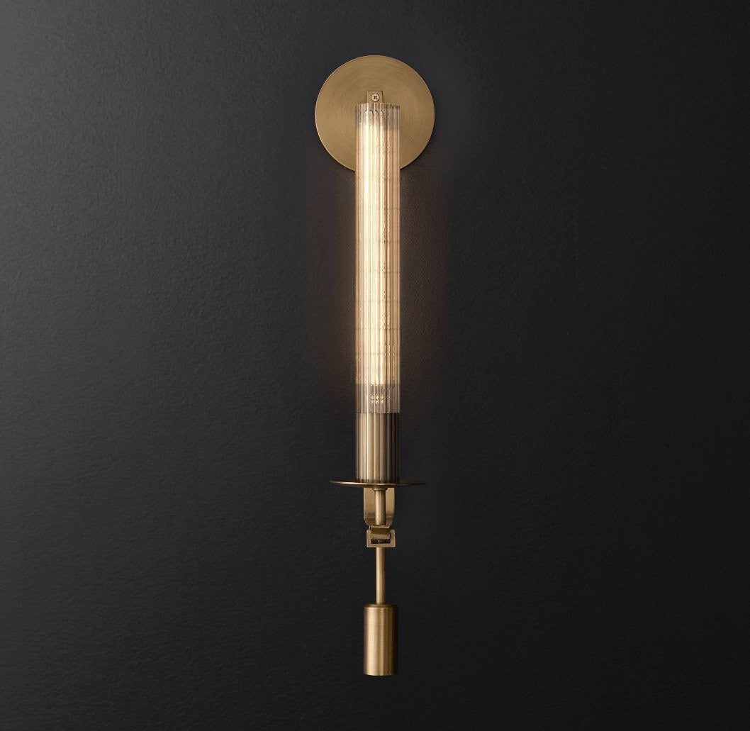 French Ribbed Glass Wall Light