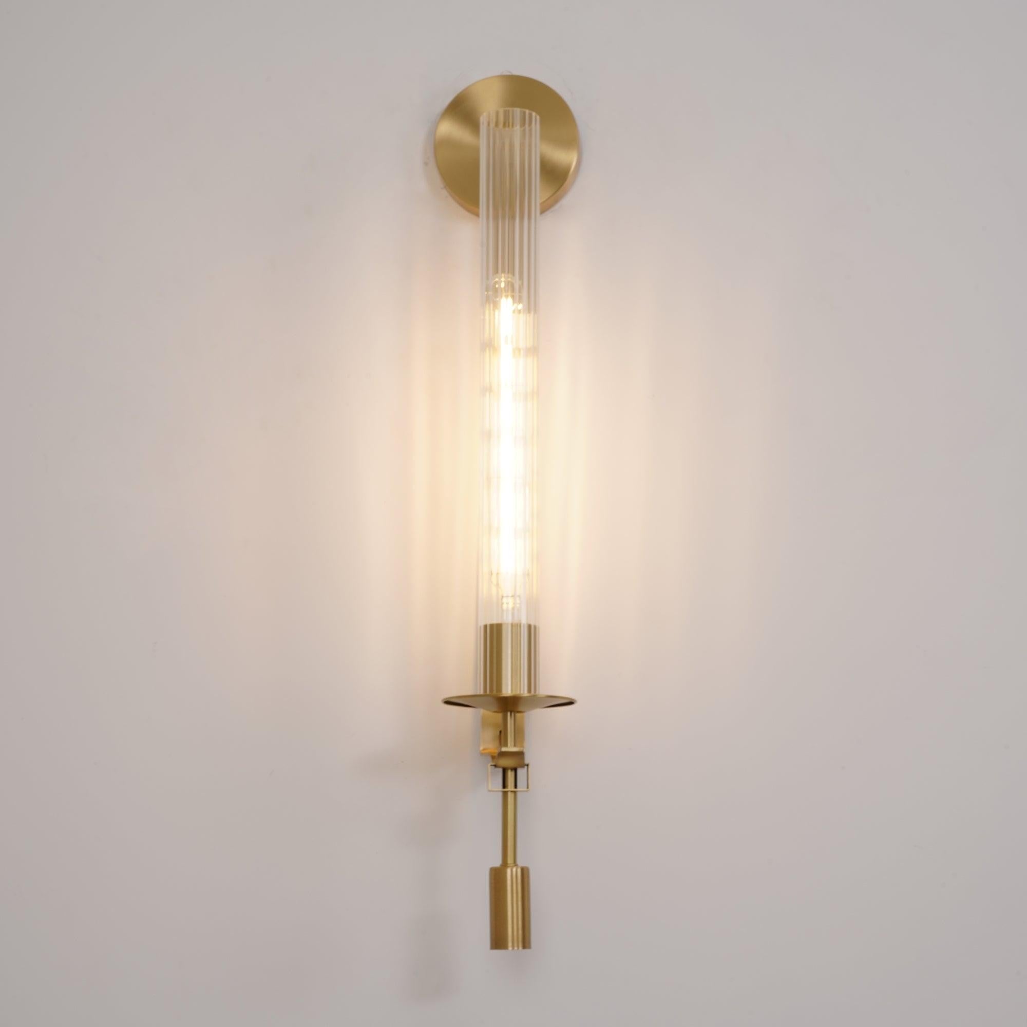 French Ribbed Glass Wall Light