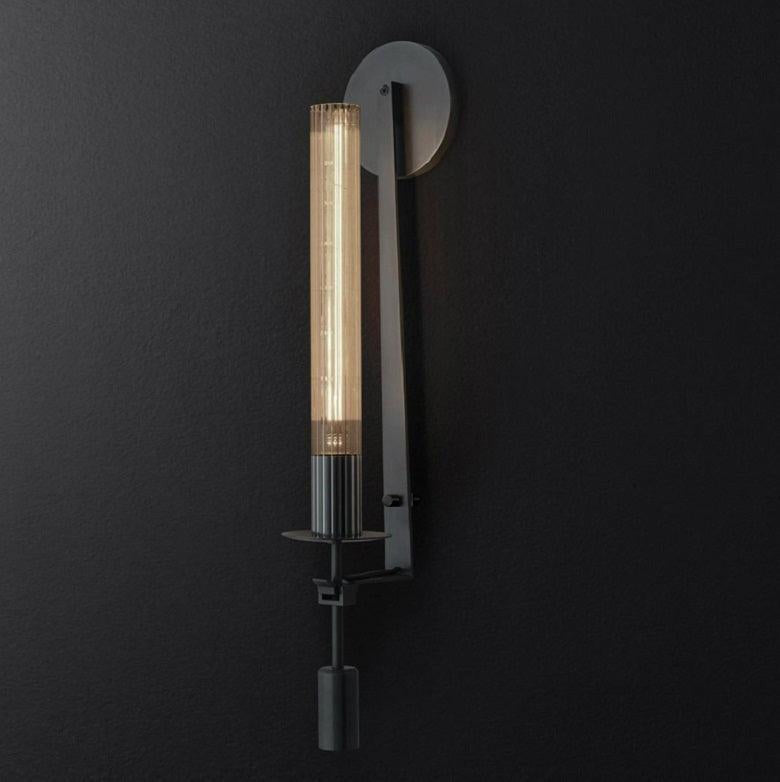 French Ribbed Glass Wall Light