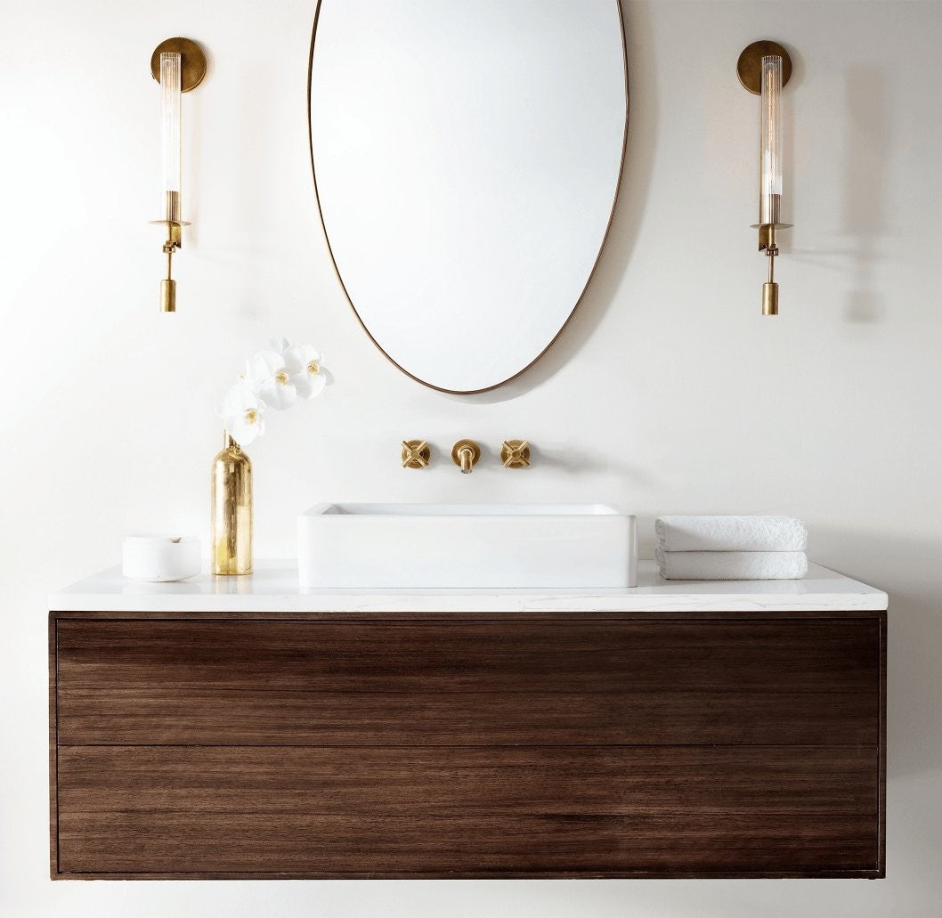 French Ribbed Glass Wall Light