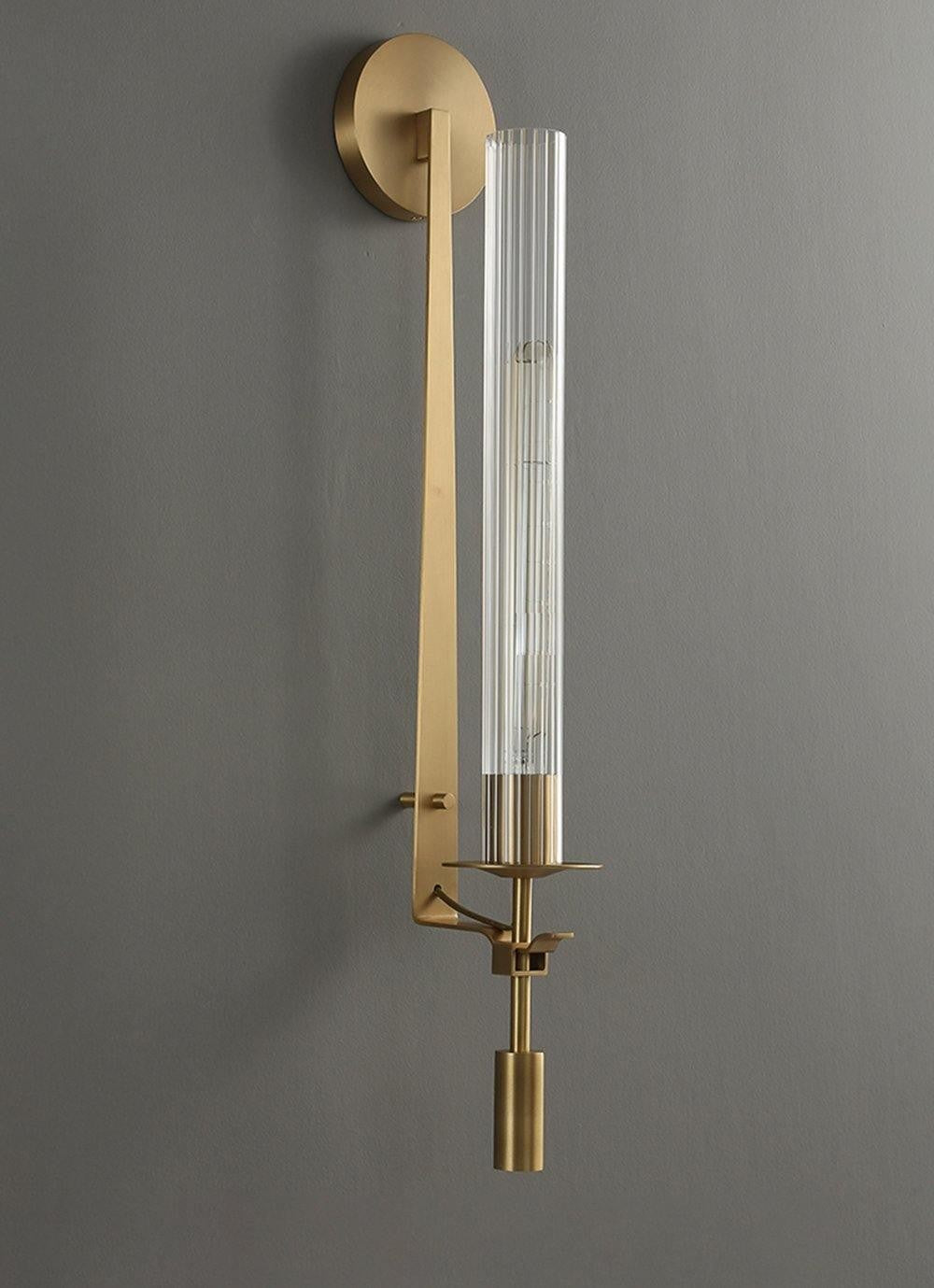 French Ribbed Glass Wall Light