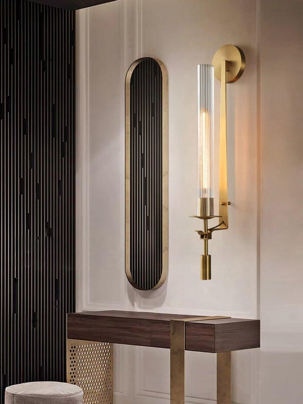 French Ribbed Glass Wall Light