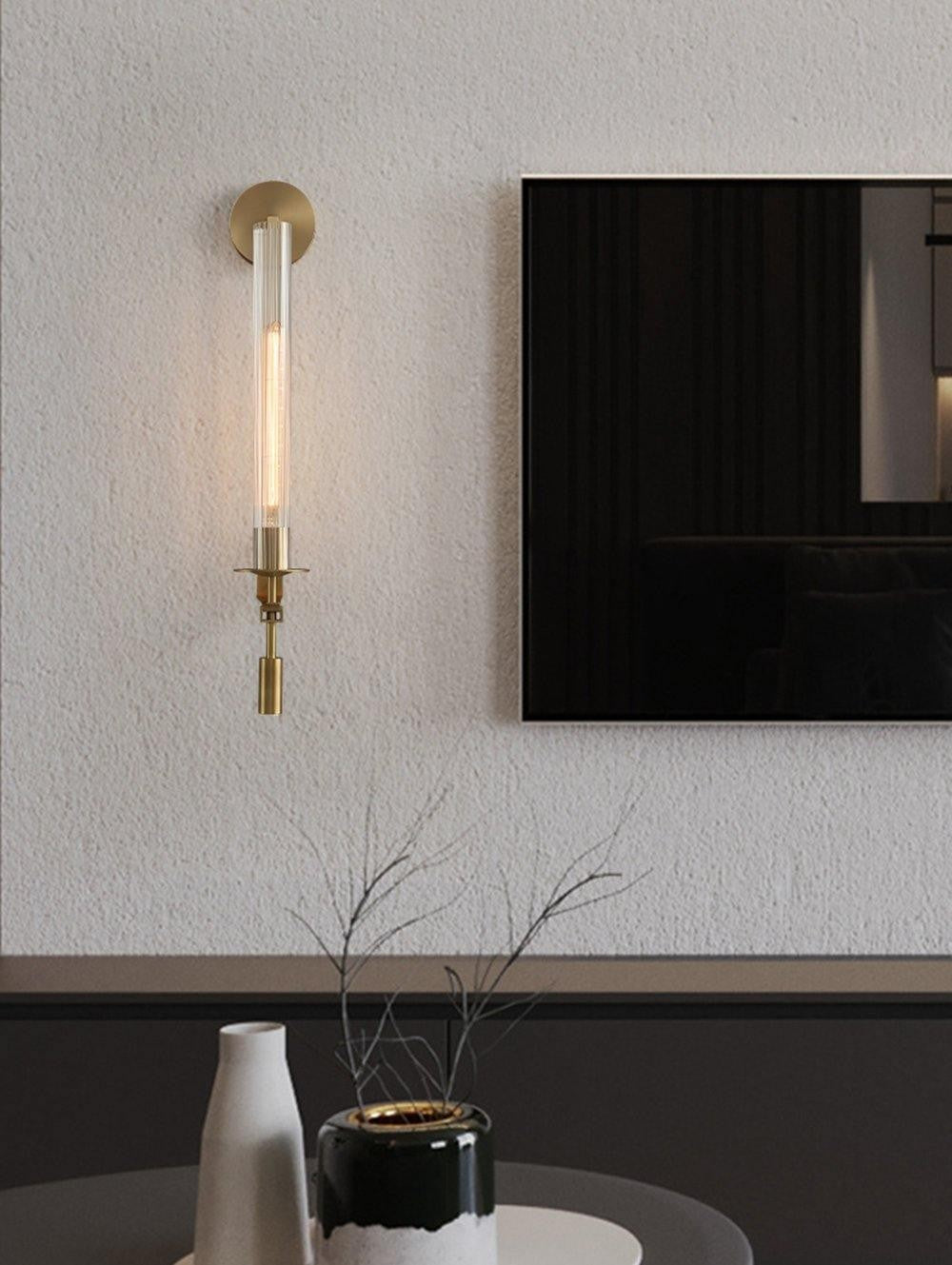 French Ribbed Glass Wall Light
