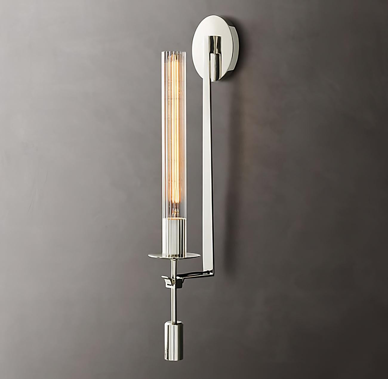 French Ribbed Glass Wall Light