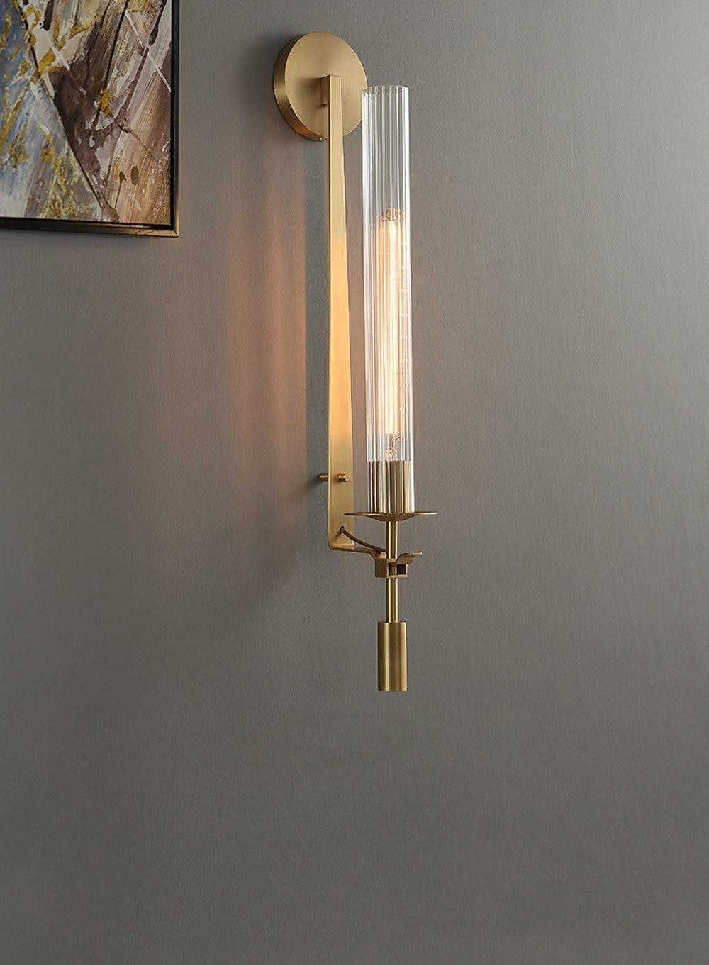 French Ribbed Glass Wall Light