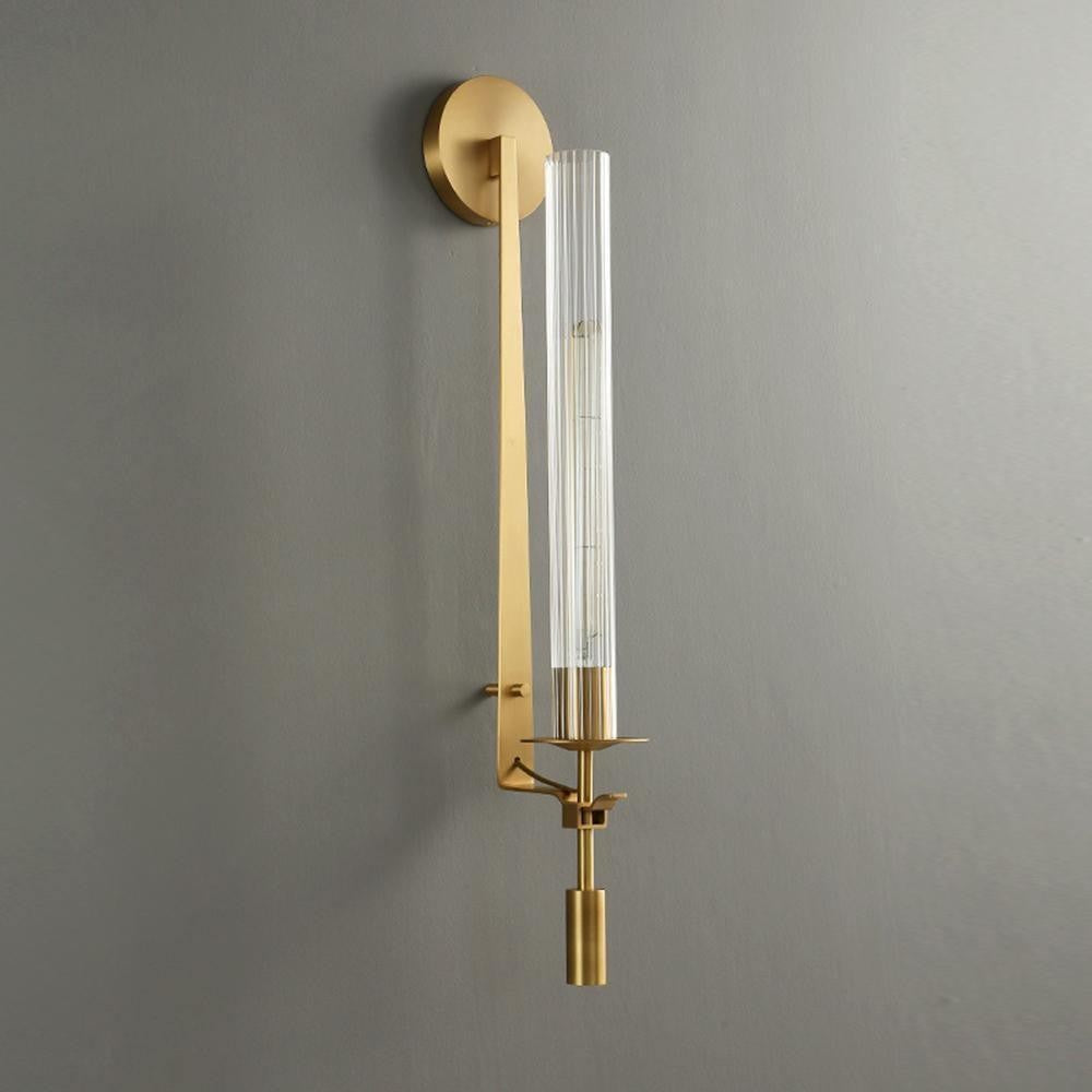 French Ribbed Glass Wall Light