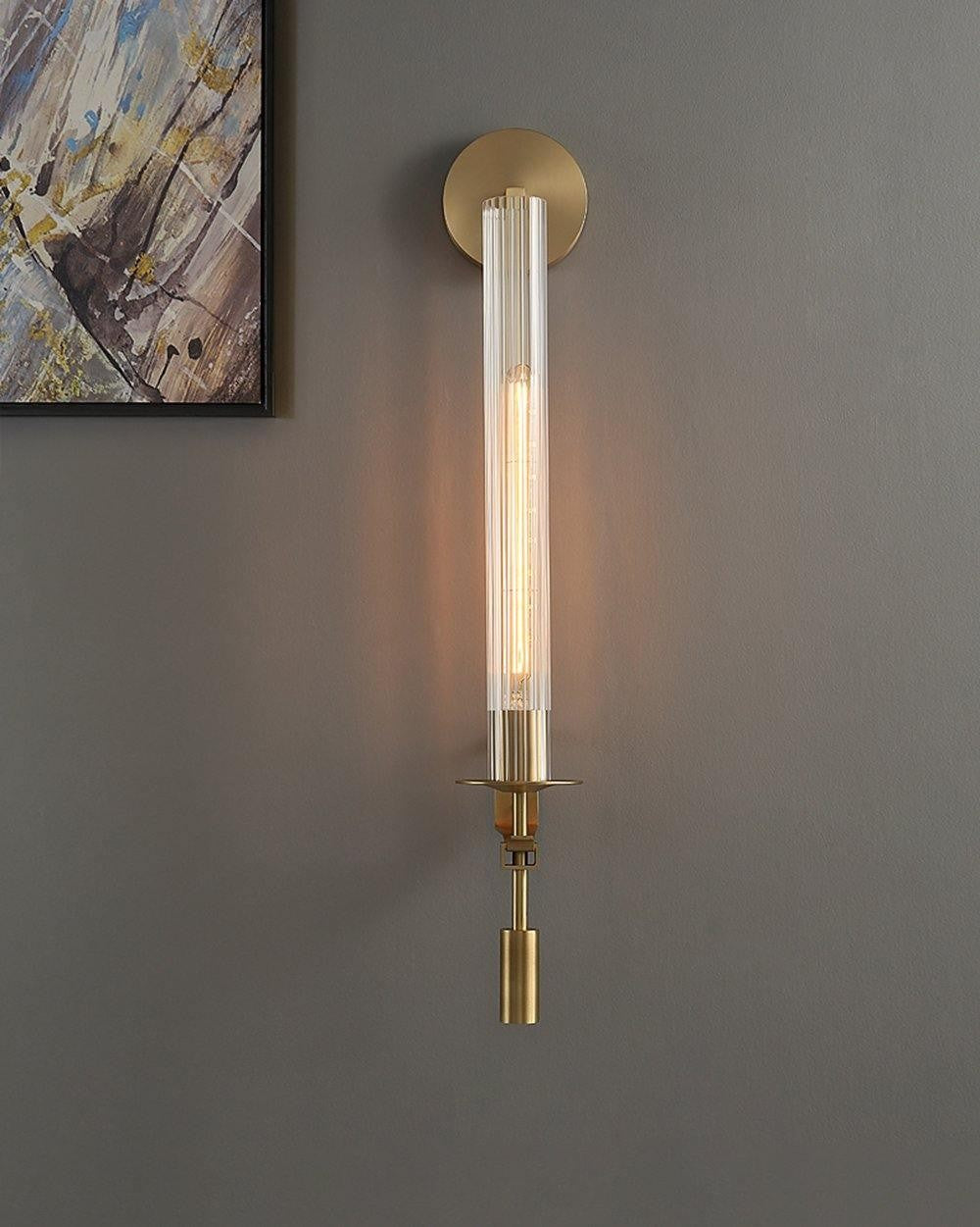 French Ribbed Glass Wall Light