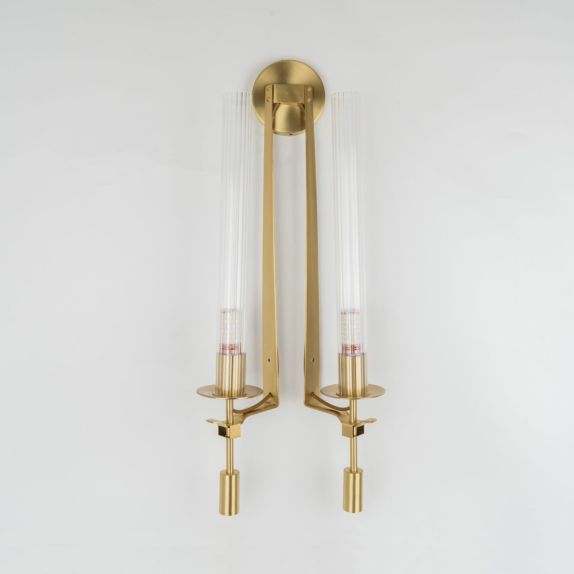French Ribbed Glass Wall Light