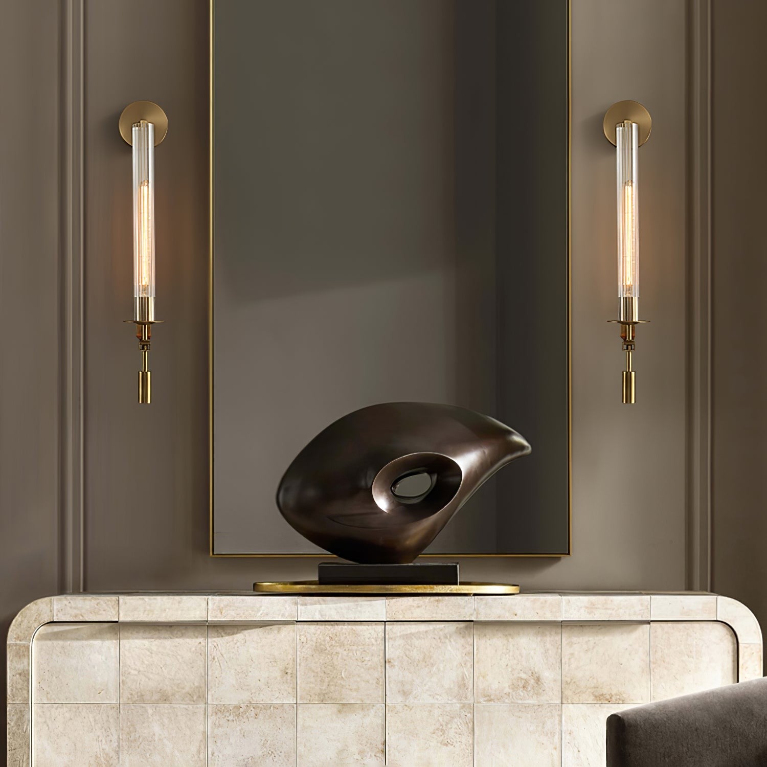 French Ribbed Glass Wall Light