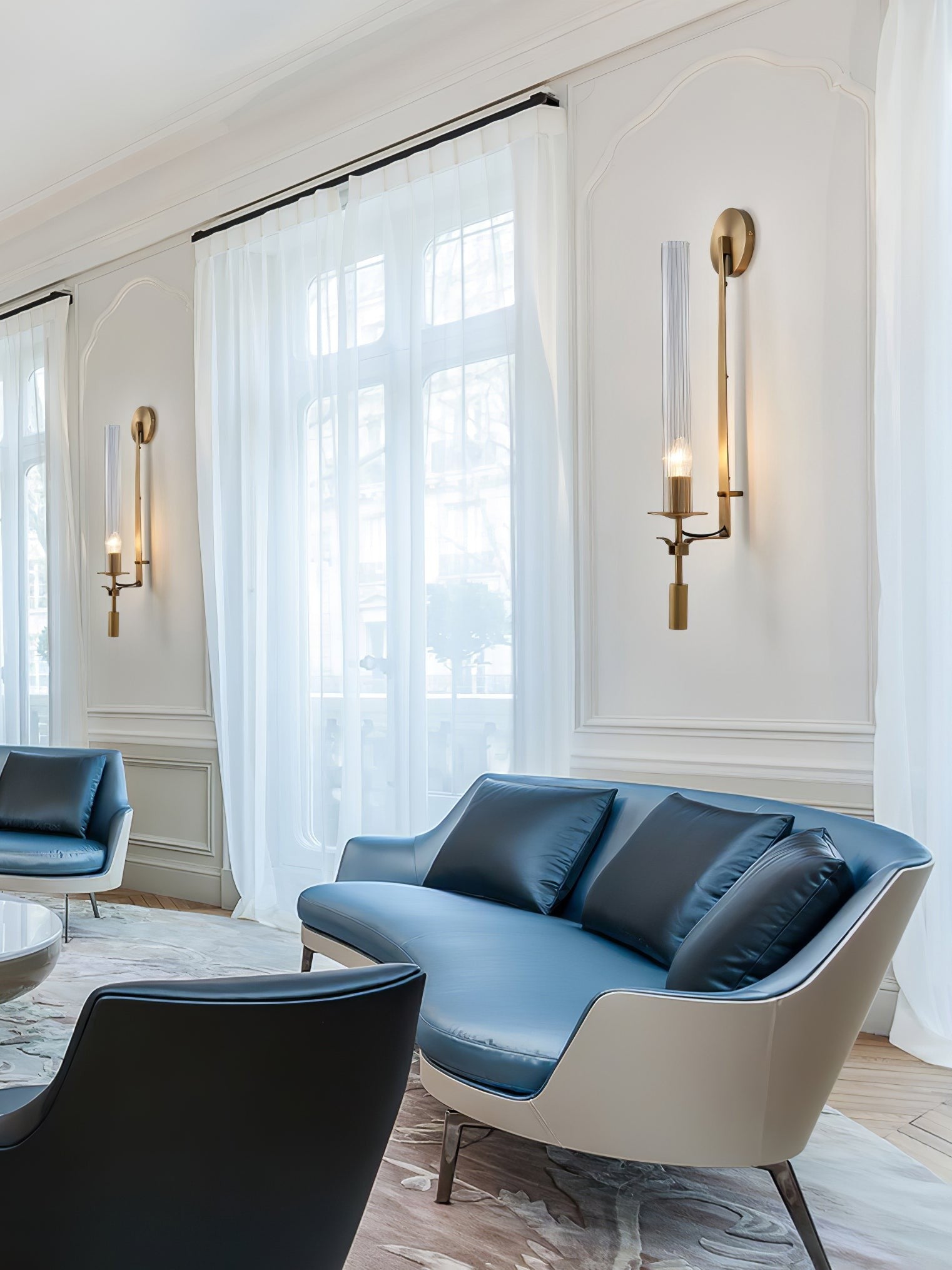 French Ribbed Glass Wall Light