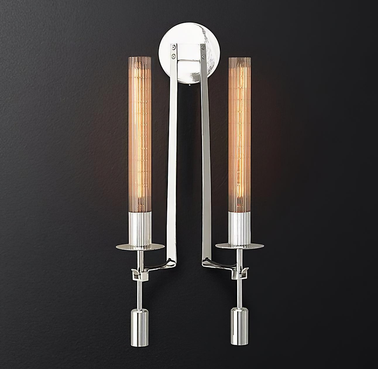 French Ribbed Glass Wall Light