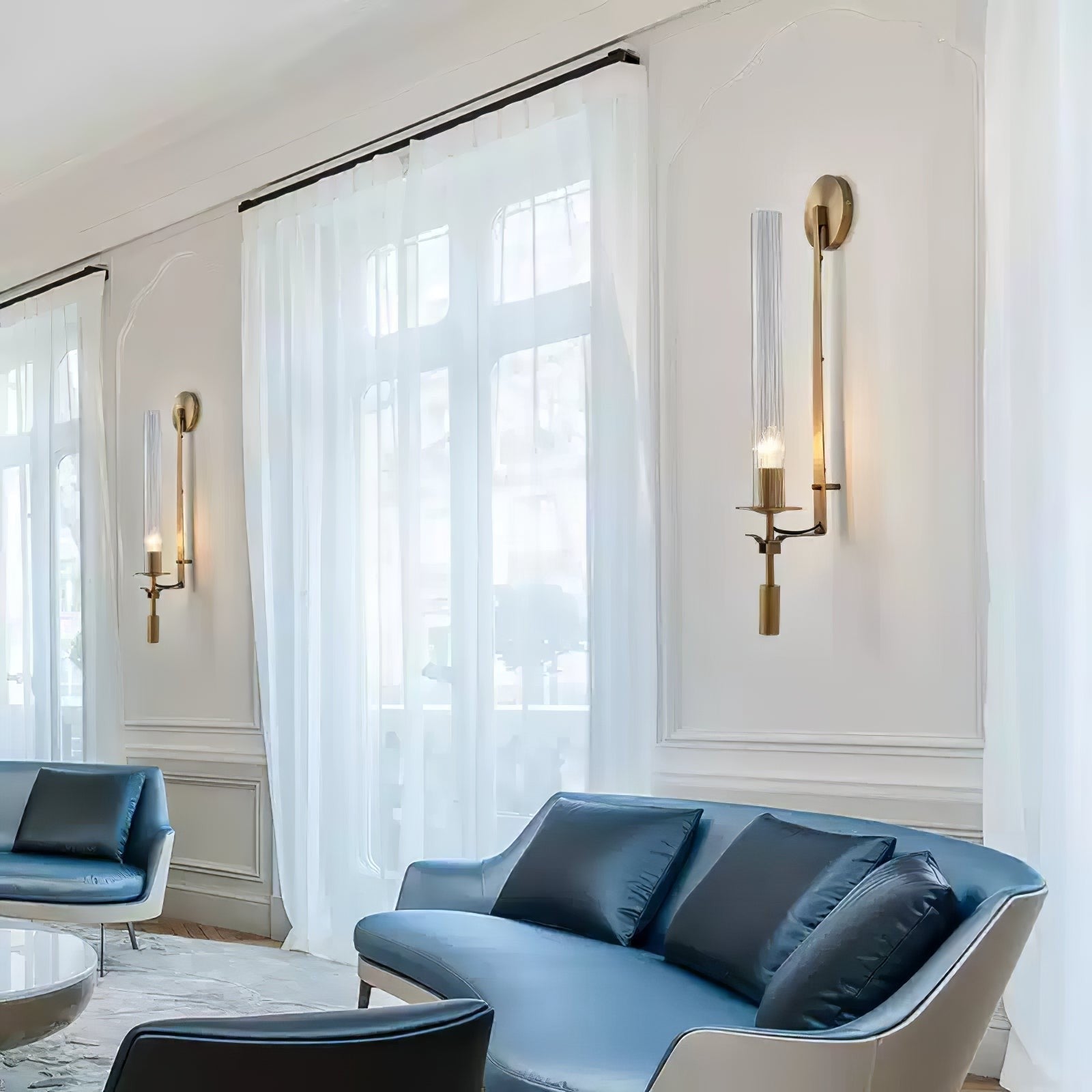 French Ribbed Glass Wall Light