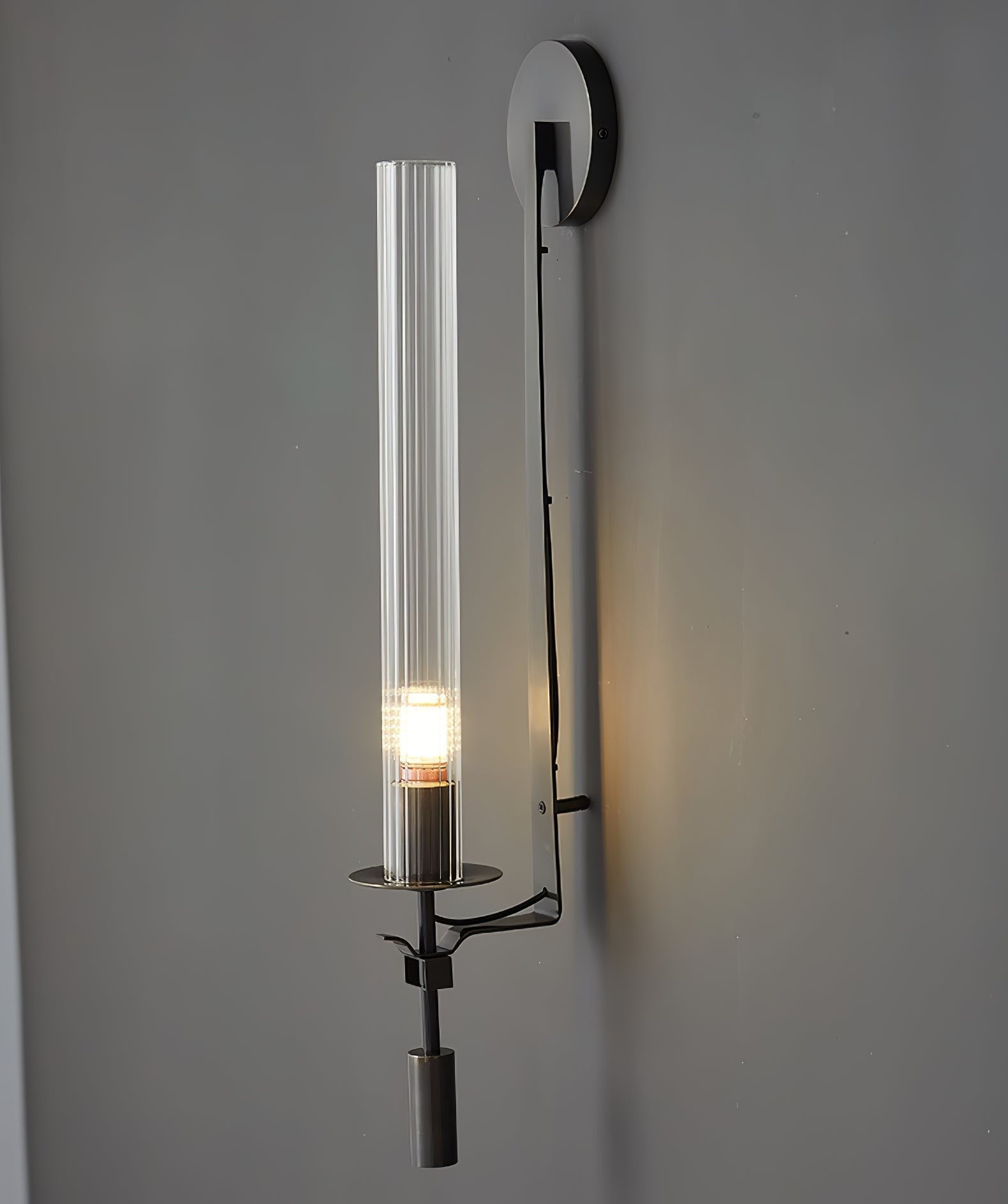 French Ribbed Glass Wall Light