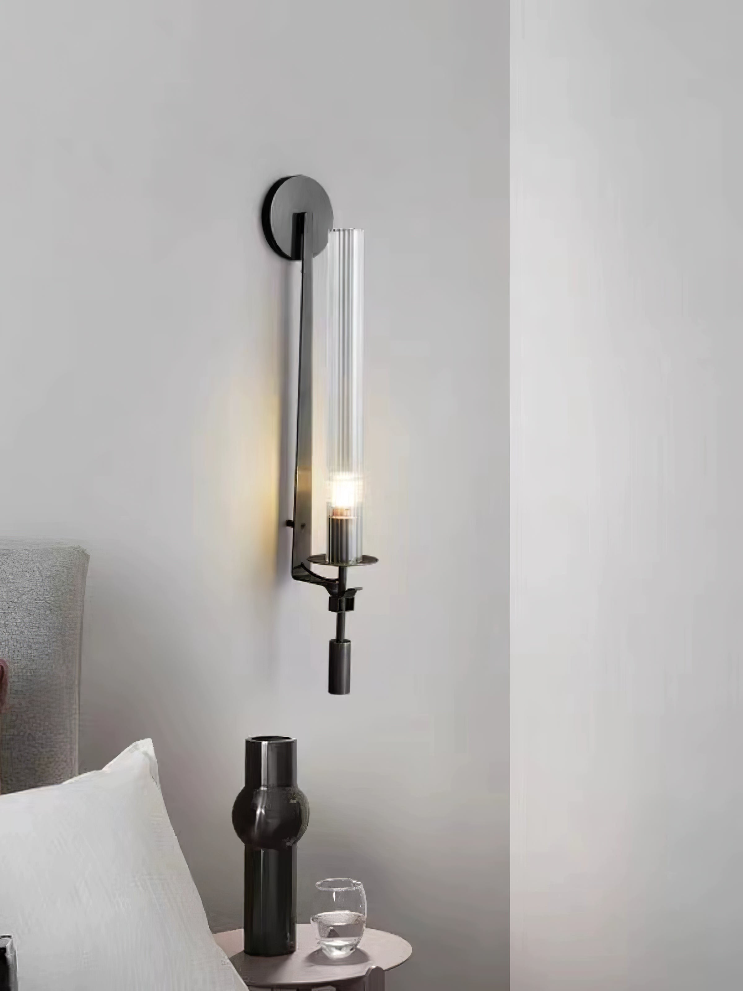French Ribbed Glass Wall Light