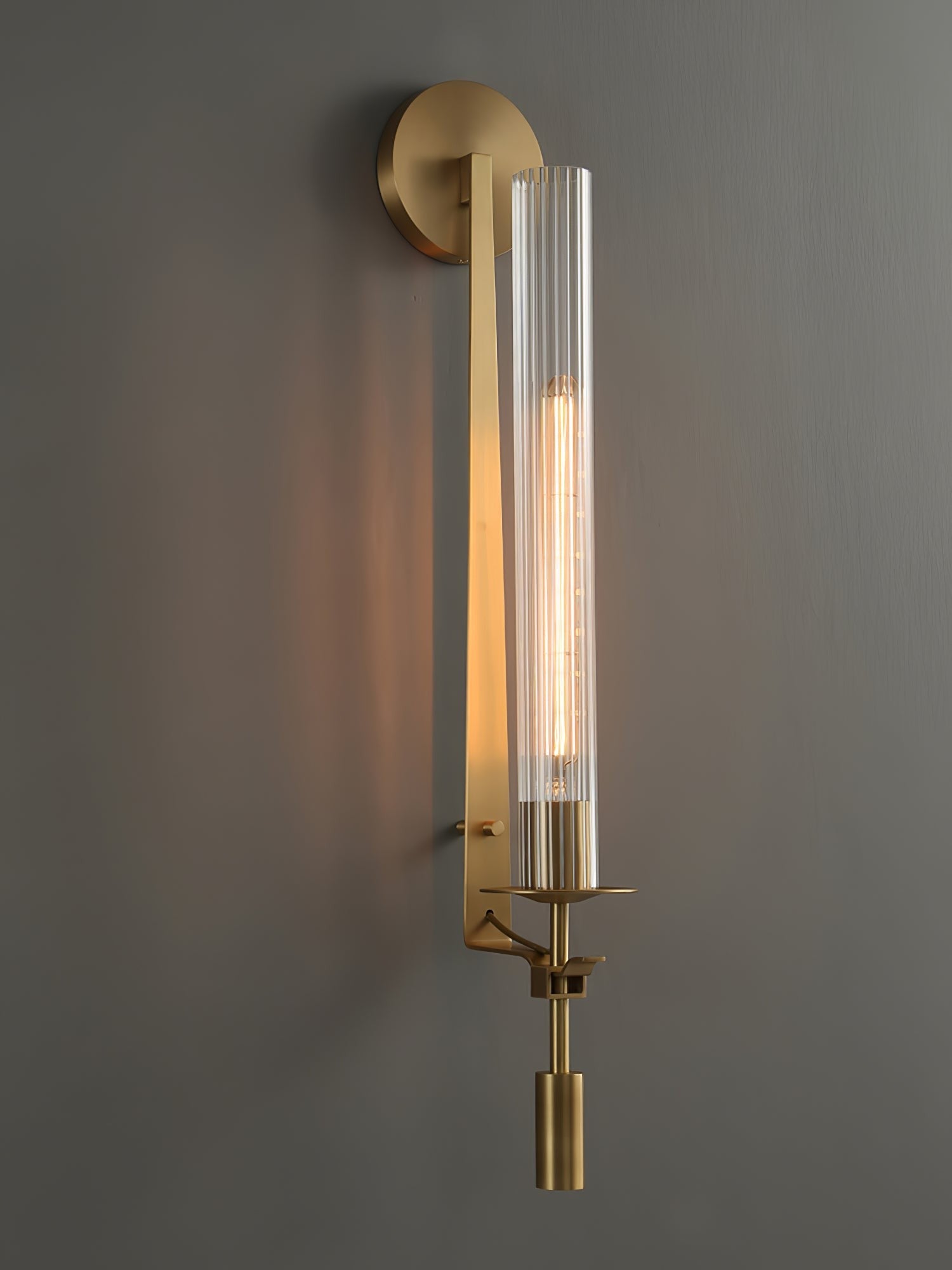 French Ribbed Glass Wall Light