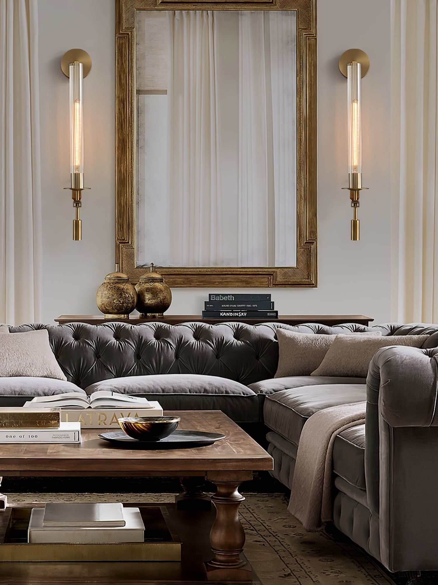 French Ribbed Glass Wall Light